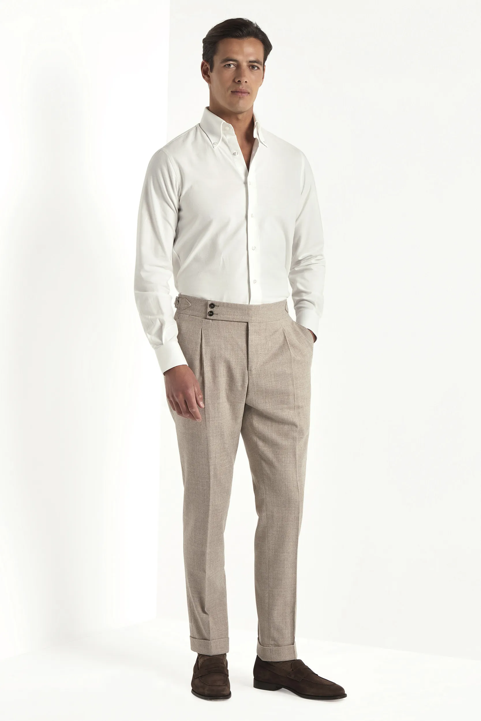 Beige flannel Soragna trousers - Made in Italy - Image 3