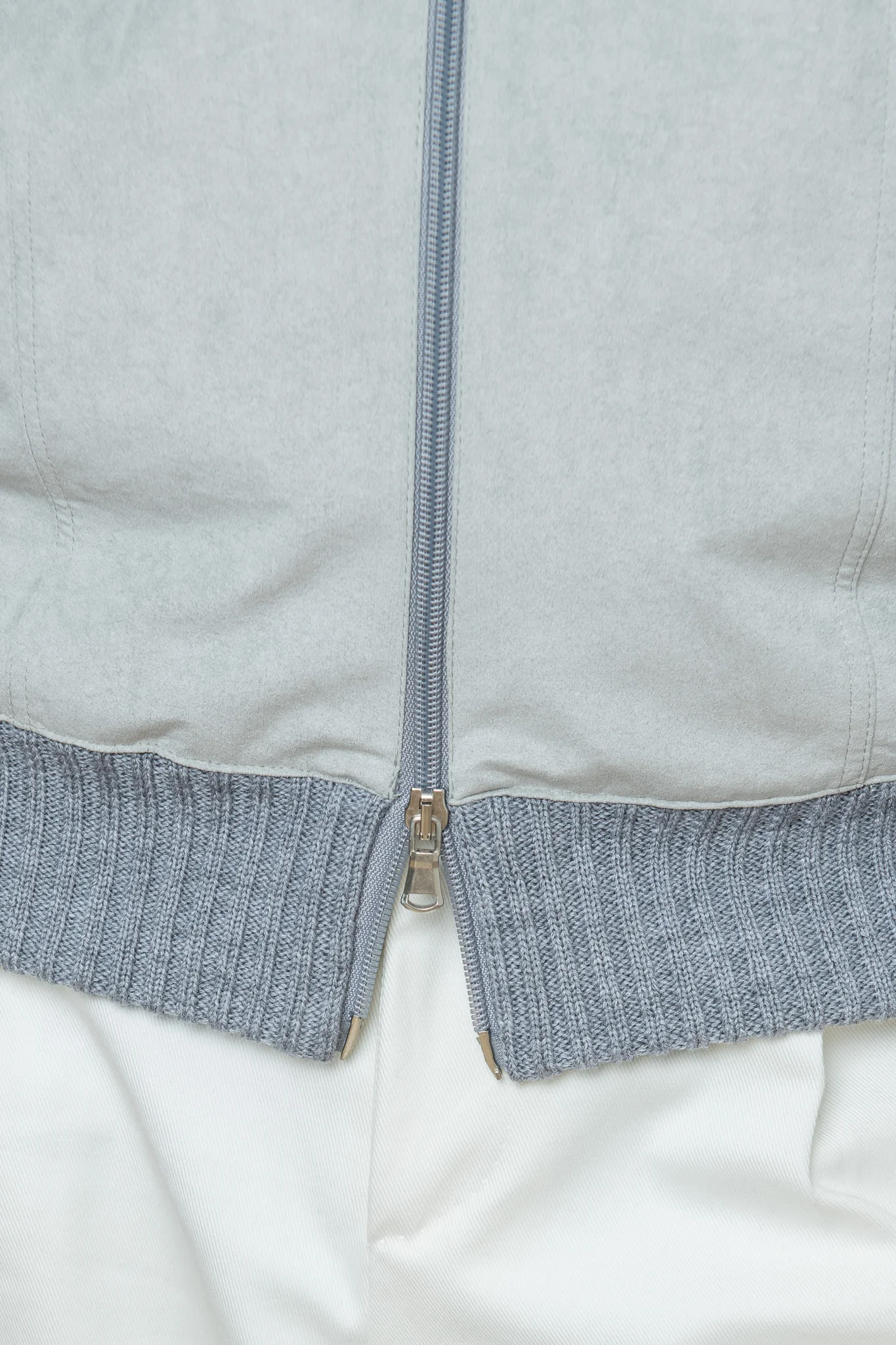 Grey and light grey cardigan - Alcantara & wool - Made in Italy - Image 3
