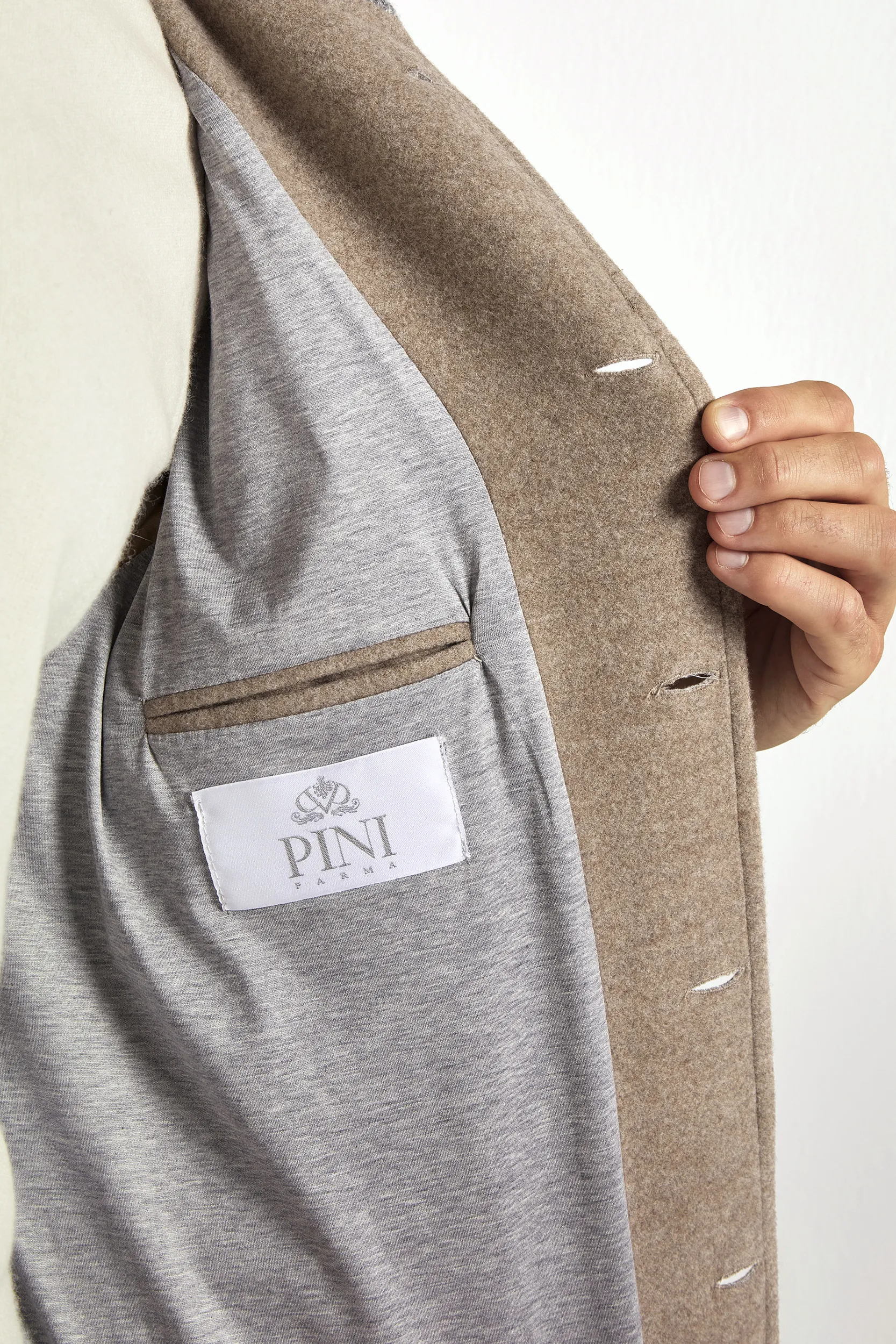 Beige Super 180's wool flannel bomber jacket – Made in Italy - Image 4