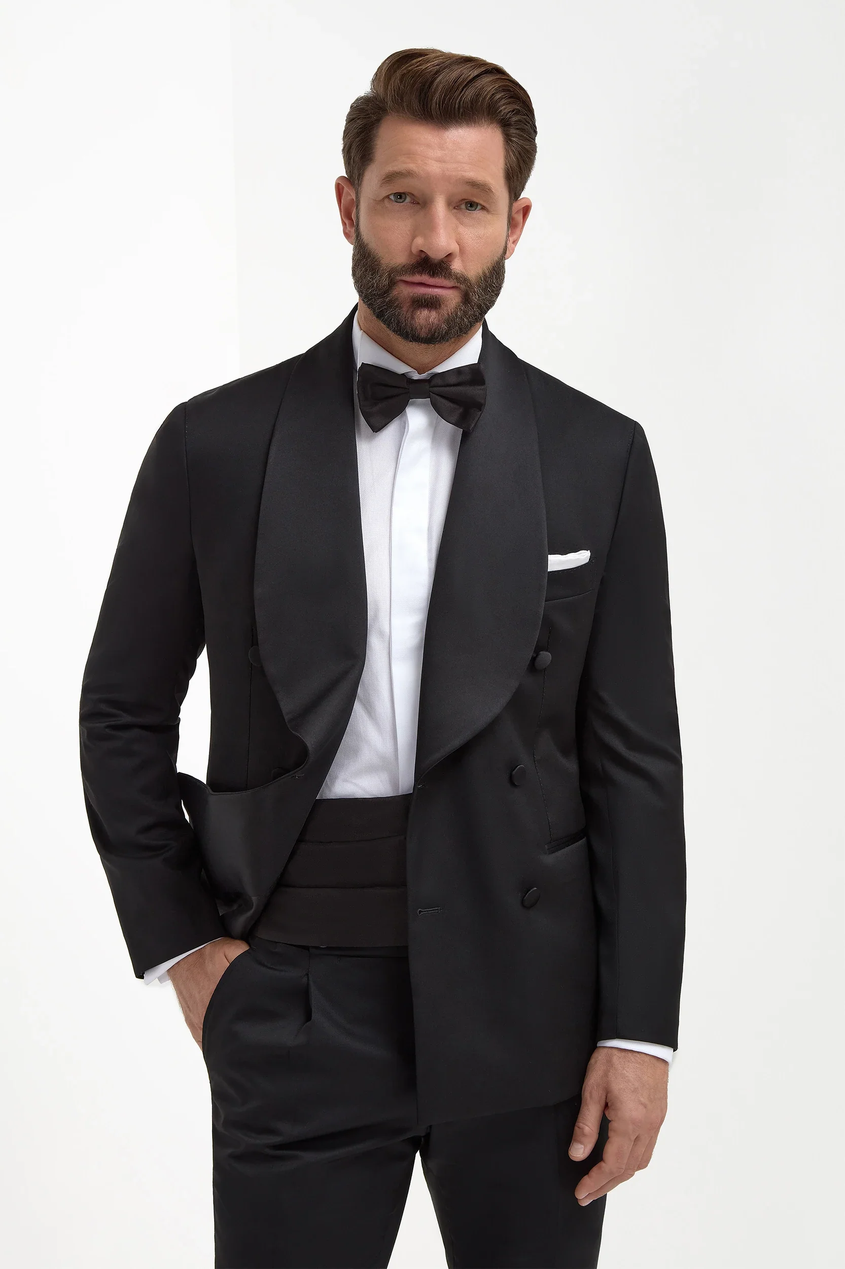 Black double breasted tuxedo jacket - Made in Italy - Image 3