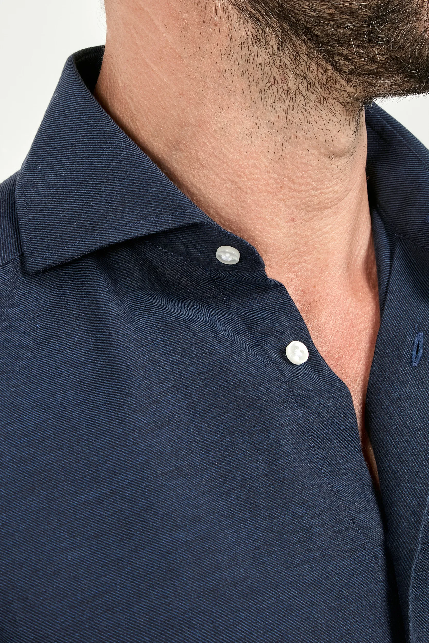 Blue cashmere and cotton shirt - Made in Italy - Image 4