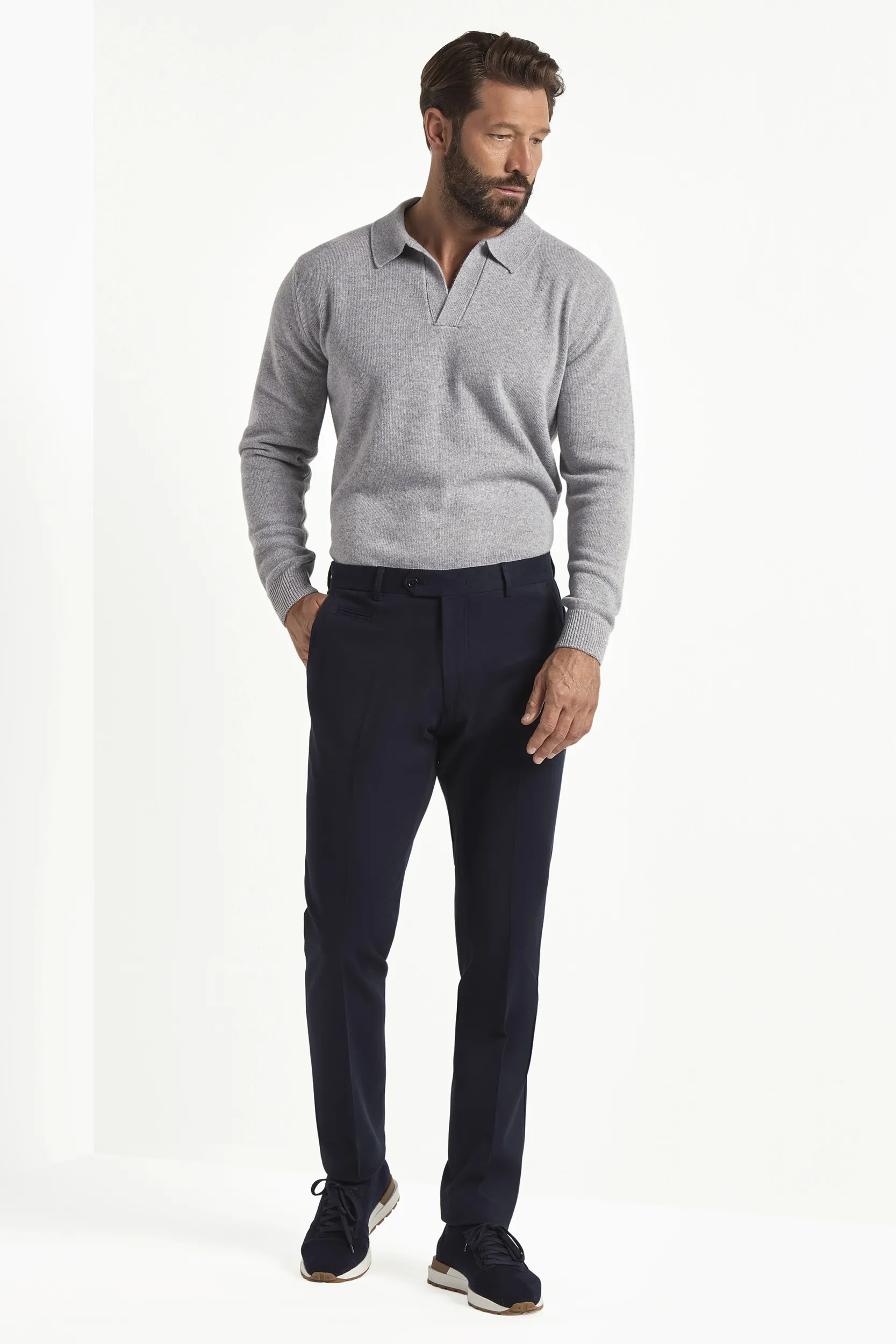 Blue cotton and cashmere Garda trousers - Made in Italy - Image 3