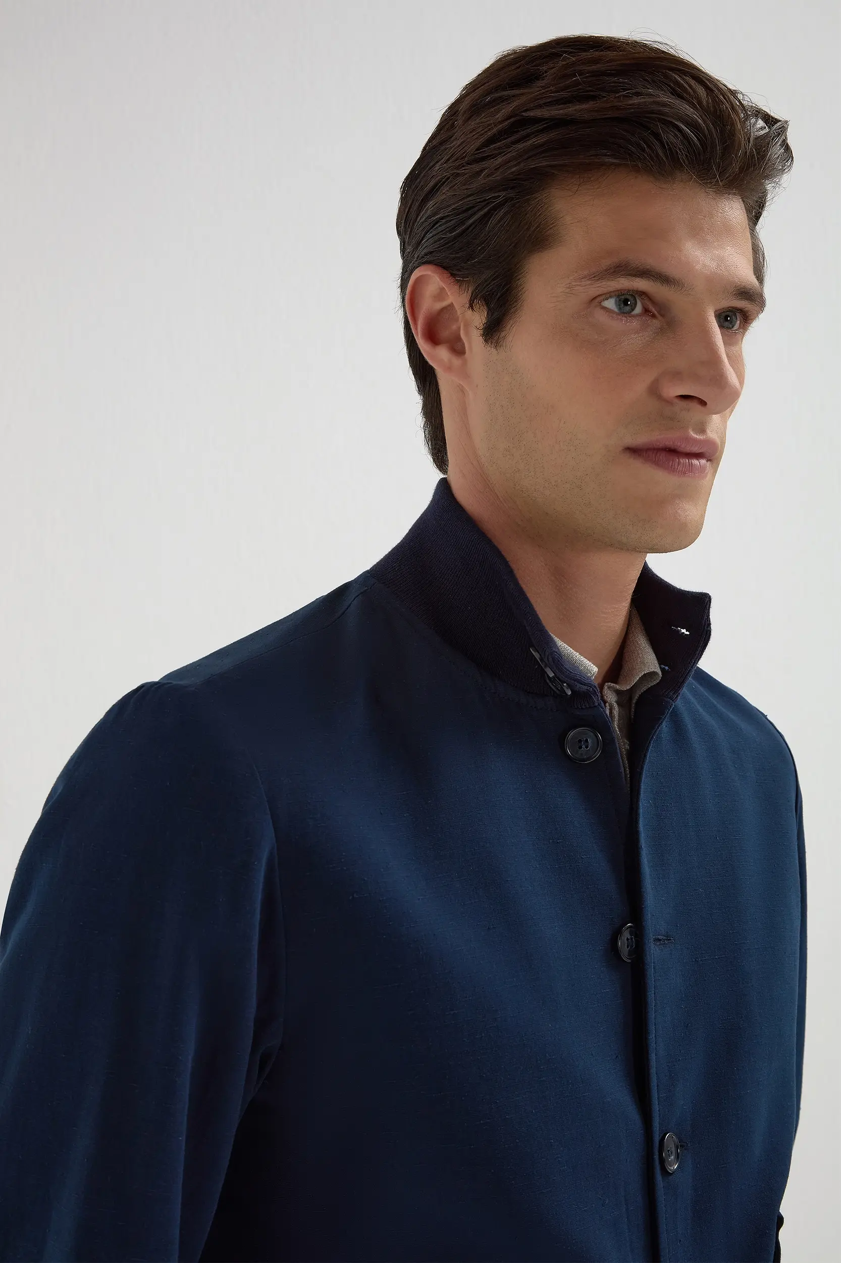 Blue cotton and silk bomber - Made in Italy - Image 5