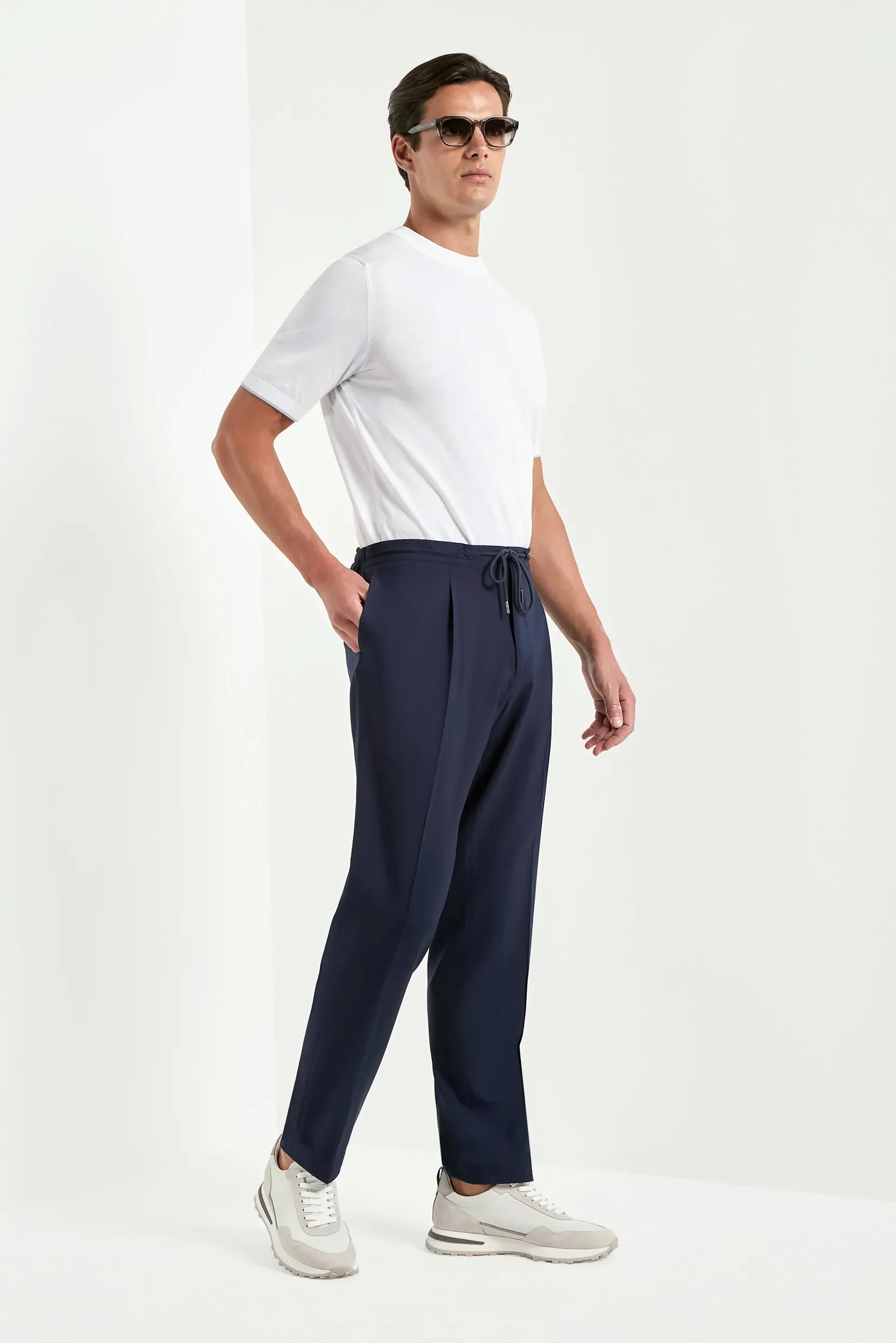Blue travel Alassio trousers - Made in Italy - Image 4