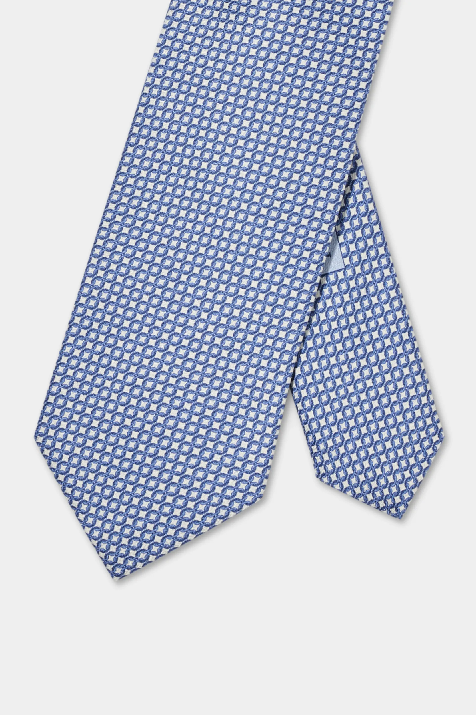 Blue micro fancy silk tie - Made in Italy - Image 3