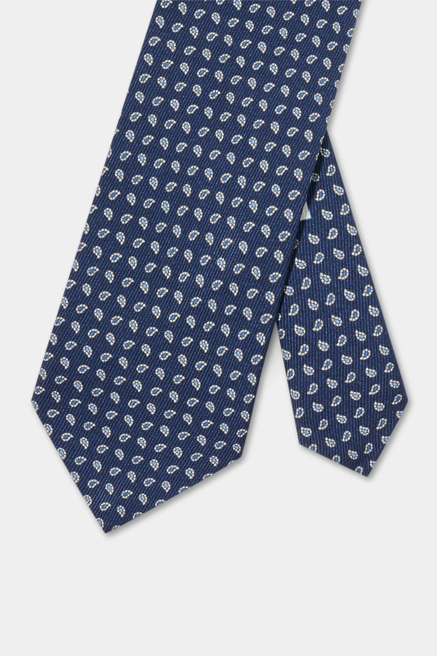 Blue paisley silk tie - Made in Italy - Image 3