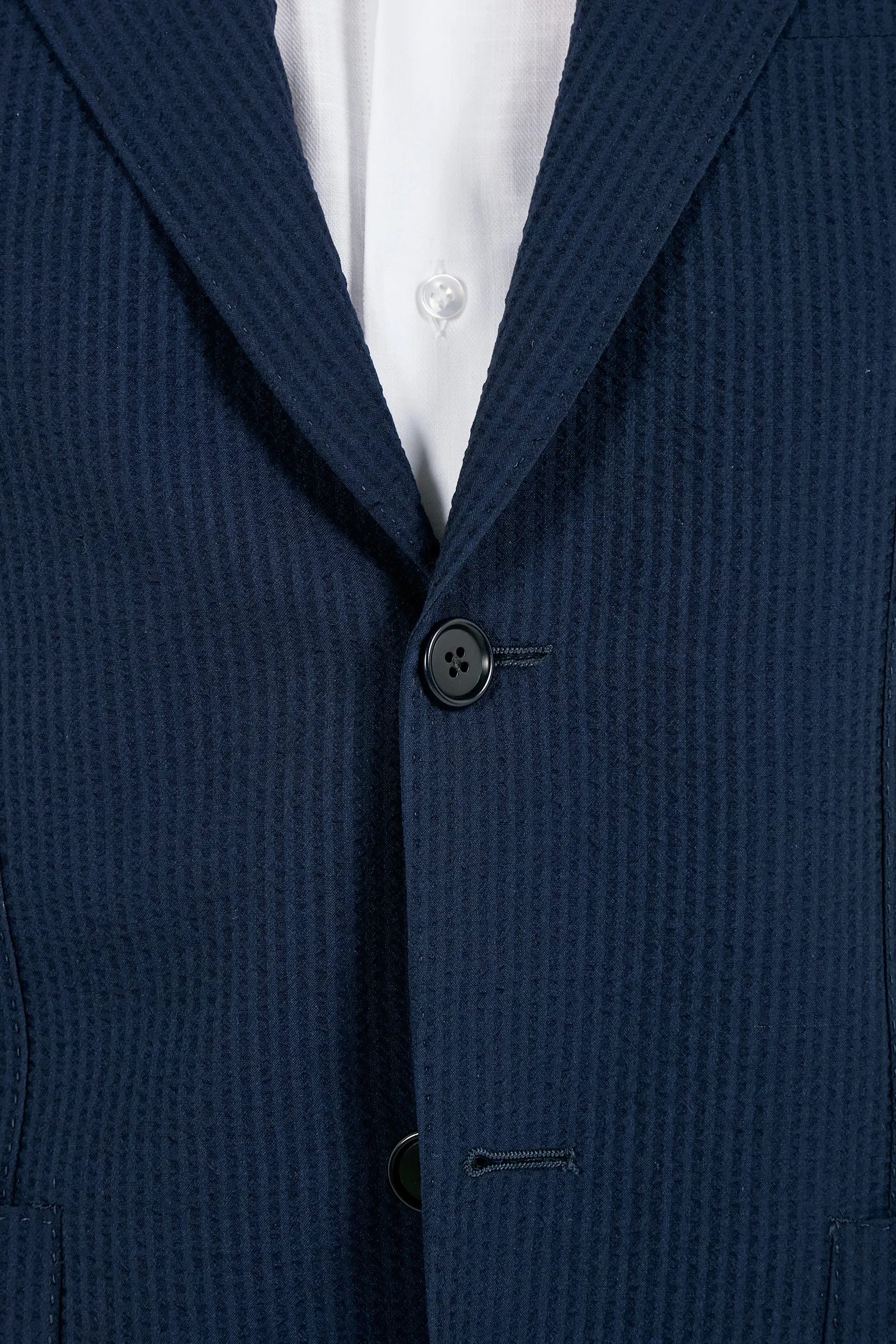 Blue wool and silk seersucker suit - Made in Italy - Image 4