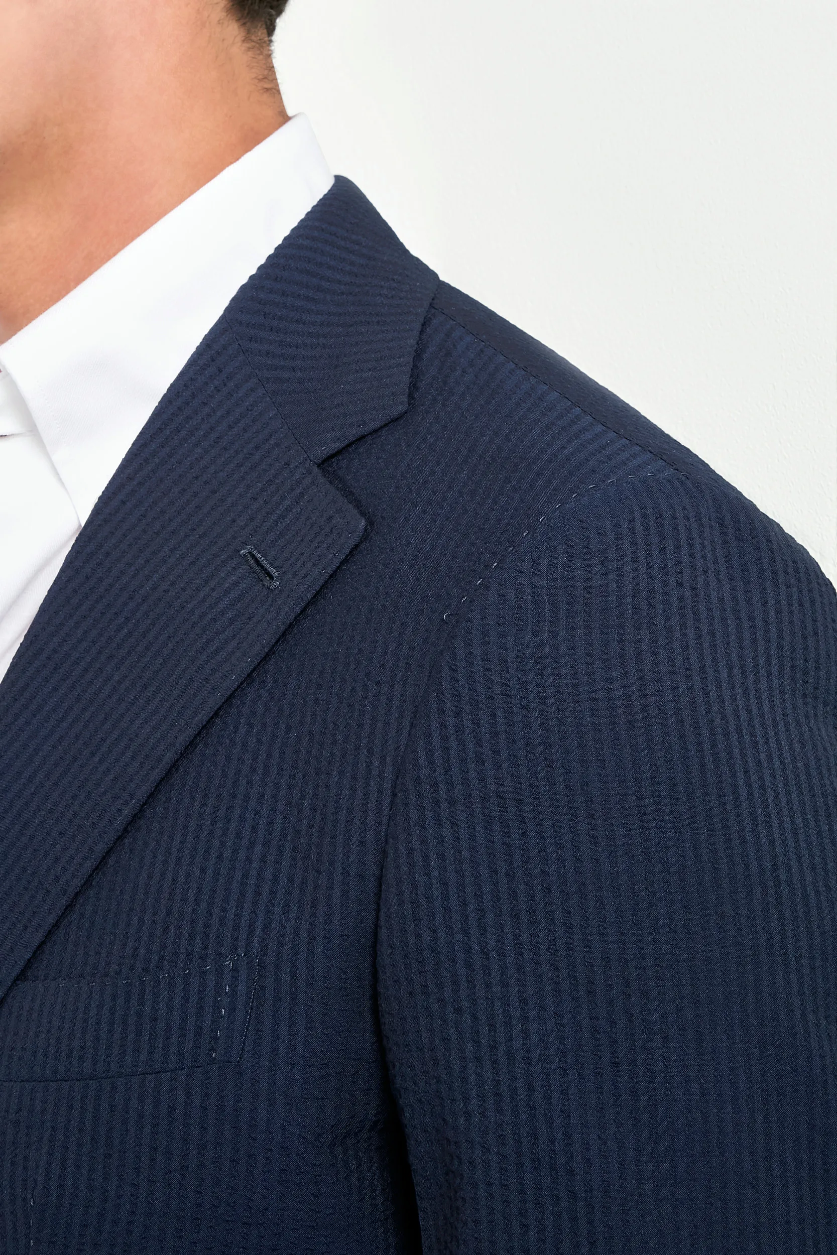 Blue wool and silk seersucker suit - Made in Italy - Image 7