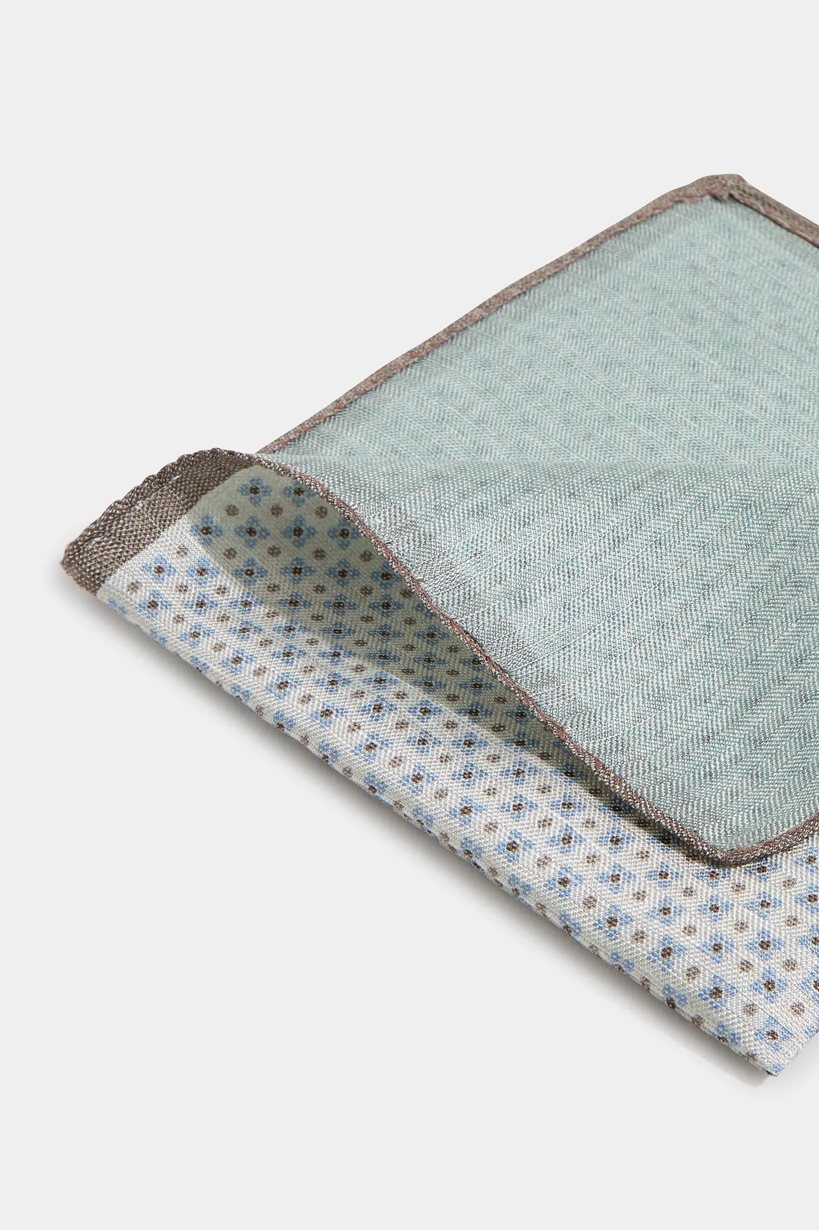 Cream micro fancy reversible pocket square - Made in Italy - Image 3