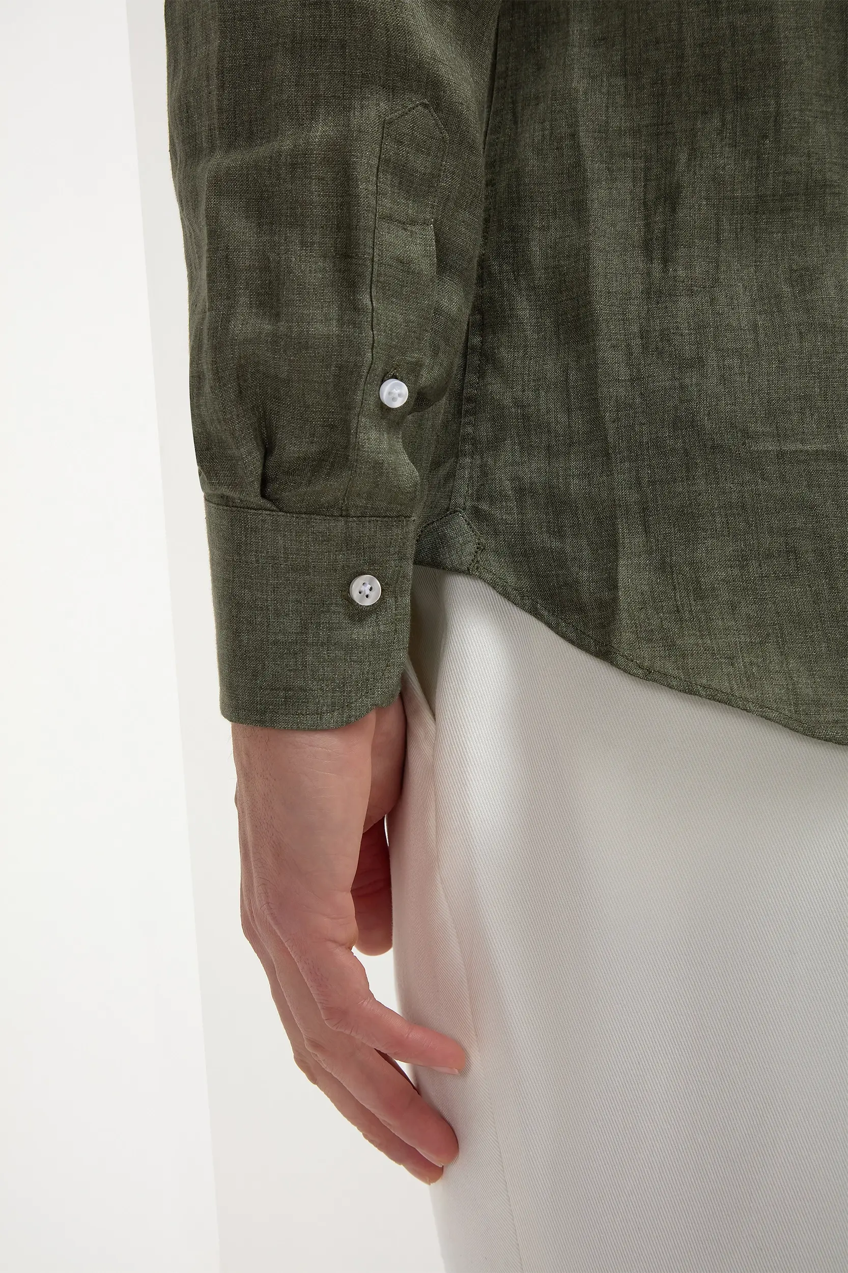 Green linen shirt - Made in Italy - Image 2
