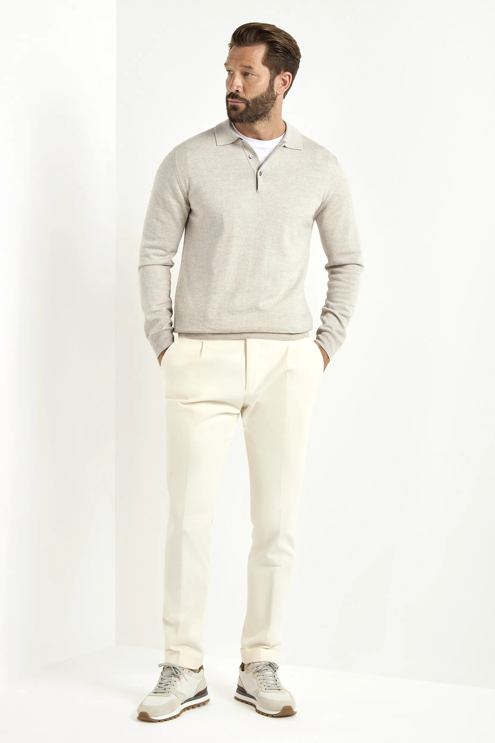 Greige merino polo – Made in Italy - Image 3