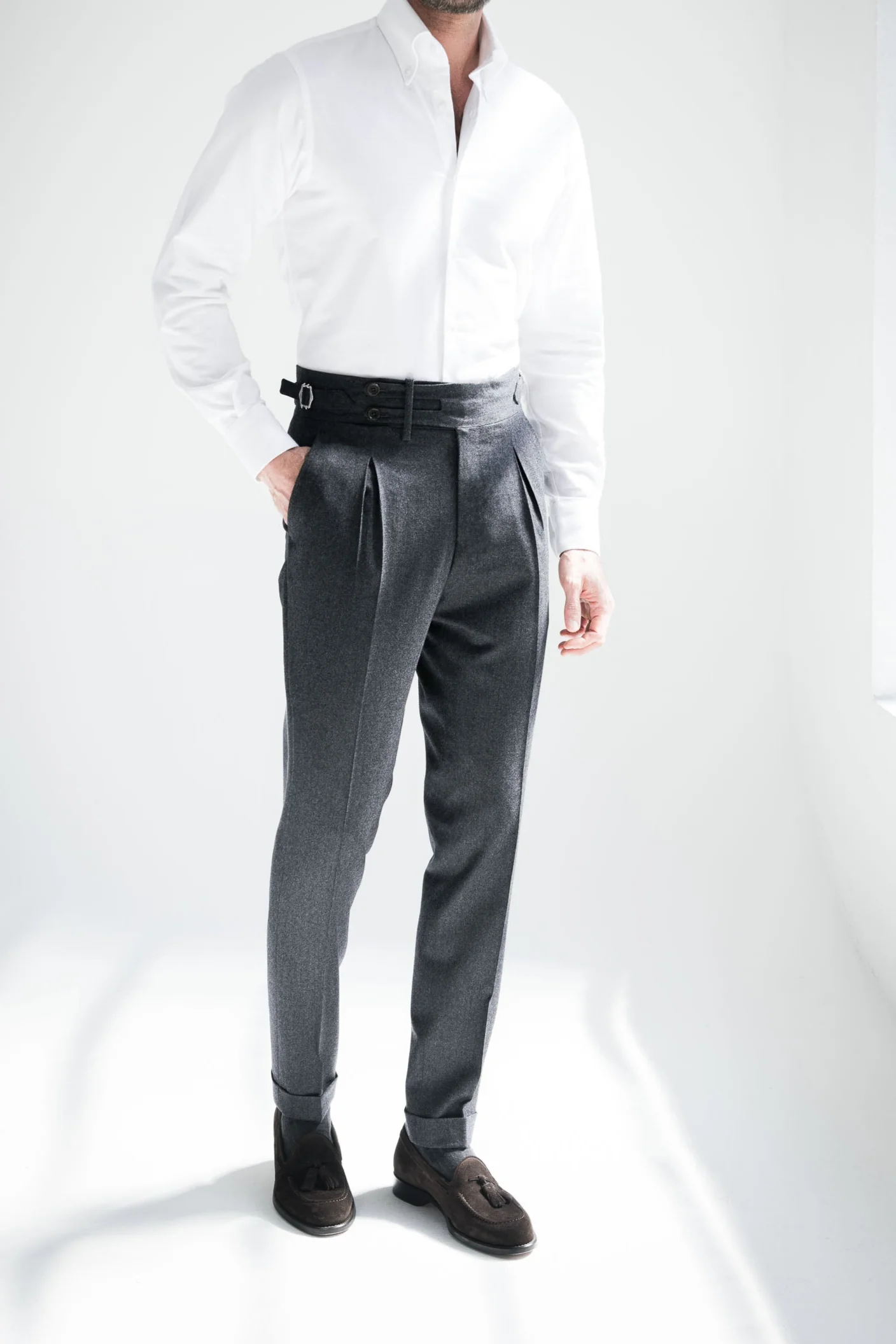 Grey flannel Limited Edition trousers - Made in Italy - Image 3