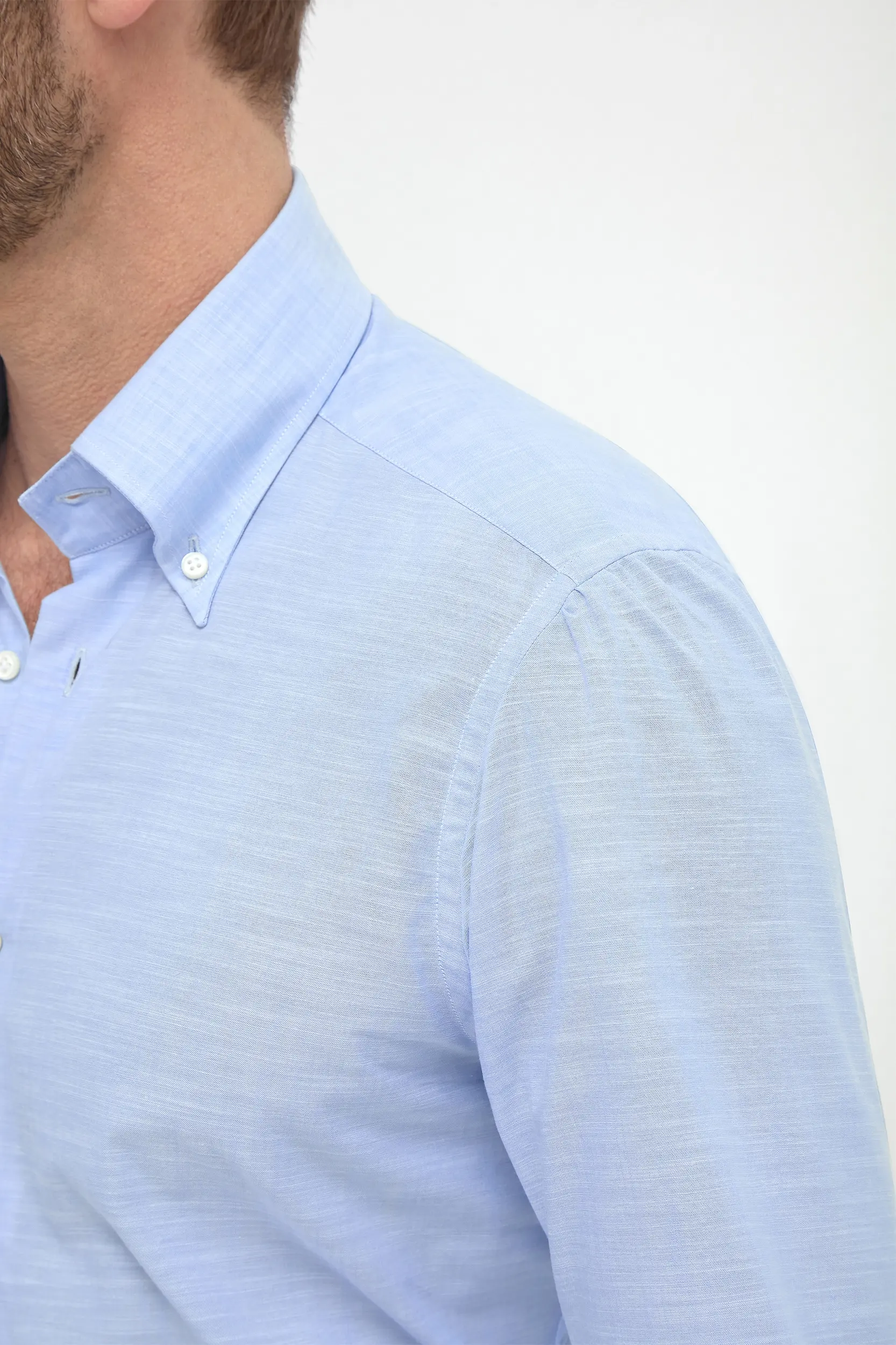 Light blue bamboo button-down shirt "Sartoriale collection" - Made In Italy - Image 3