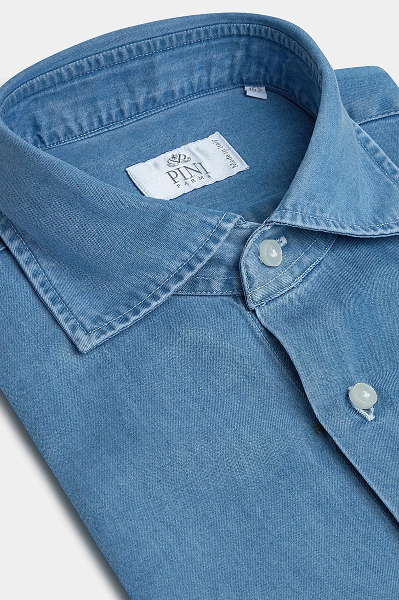 Light blue denim popover shirt - Made in Italy - Image 4