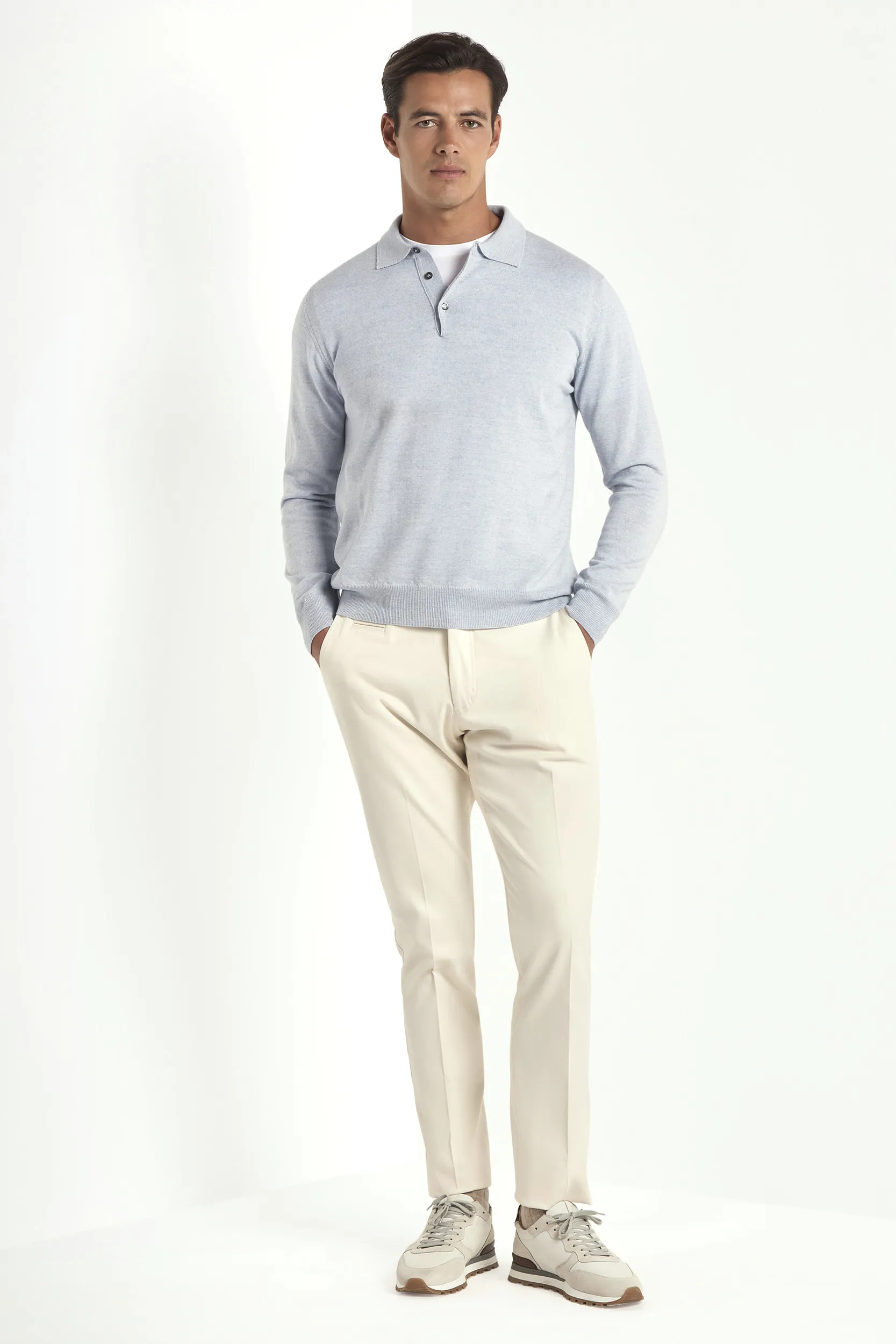 Light blue merino polo - Made in Italy - Image 4