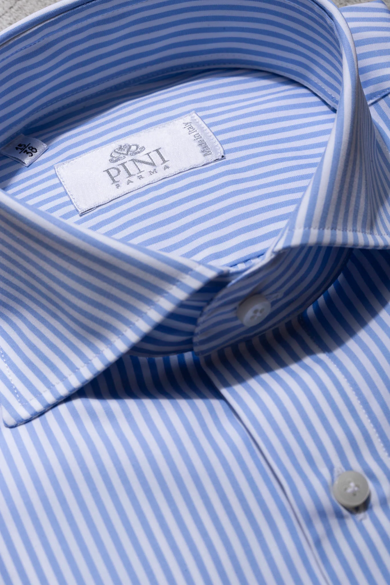 Light blue striped popover shirt - Made in Italy - Image 4
