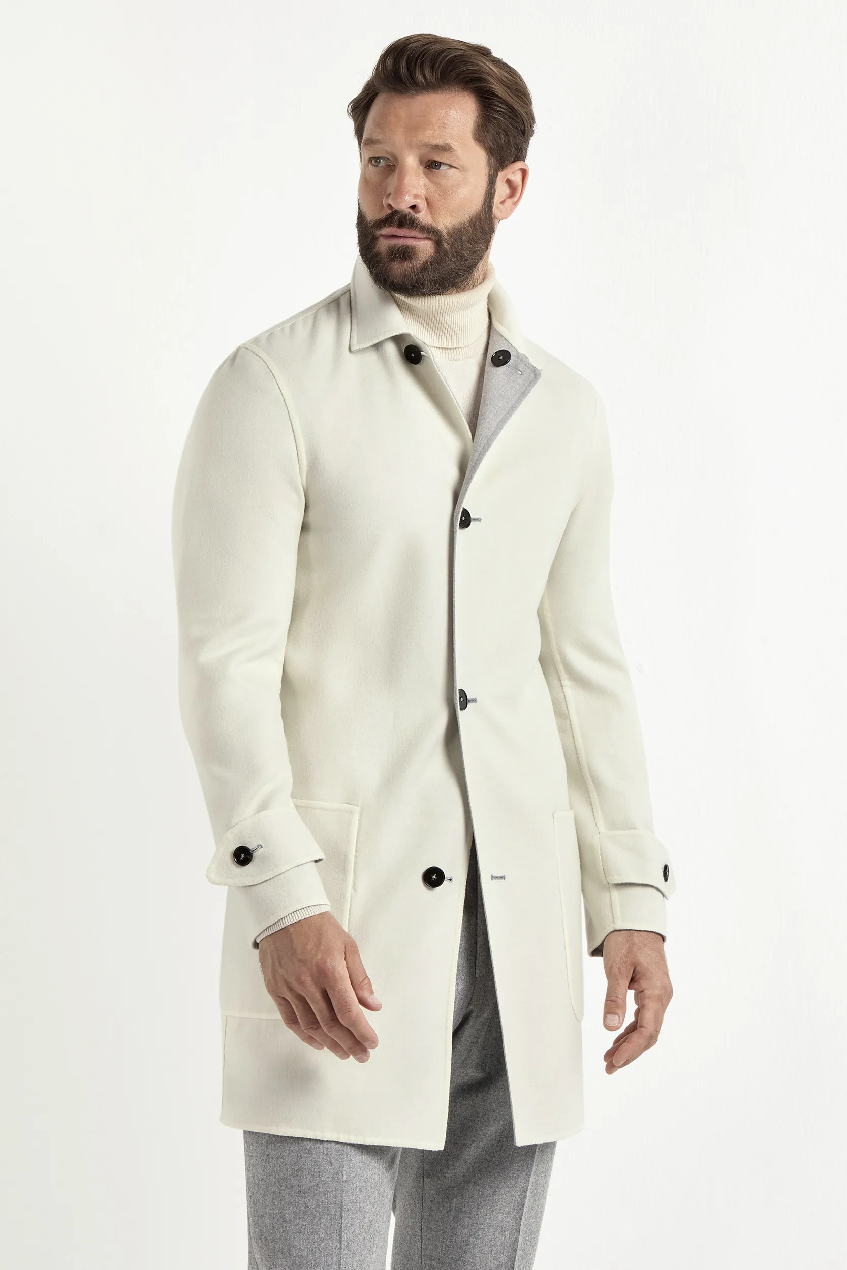 Light grey and white reversible coat - Made in Italy - Image 2