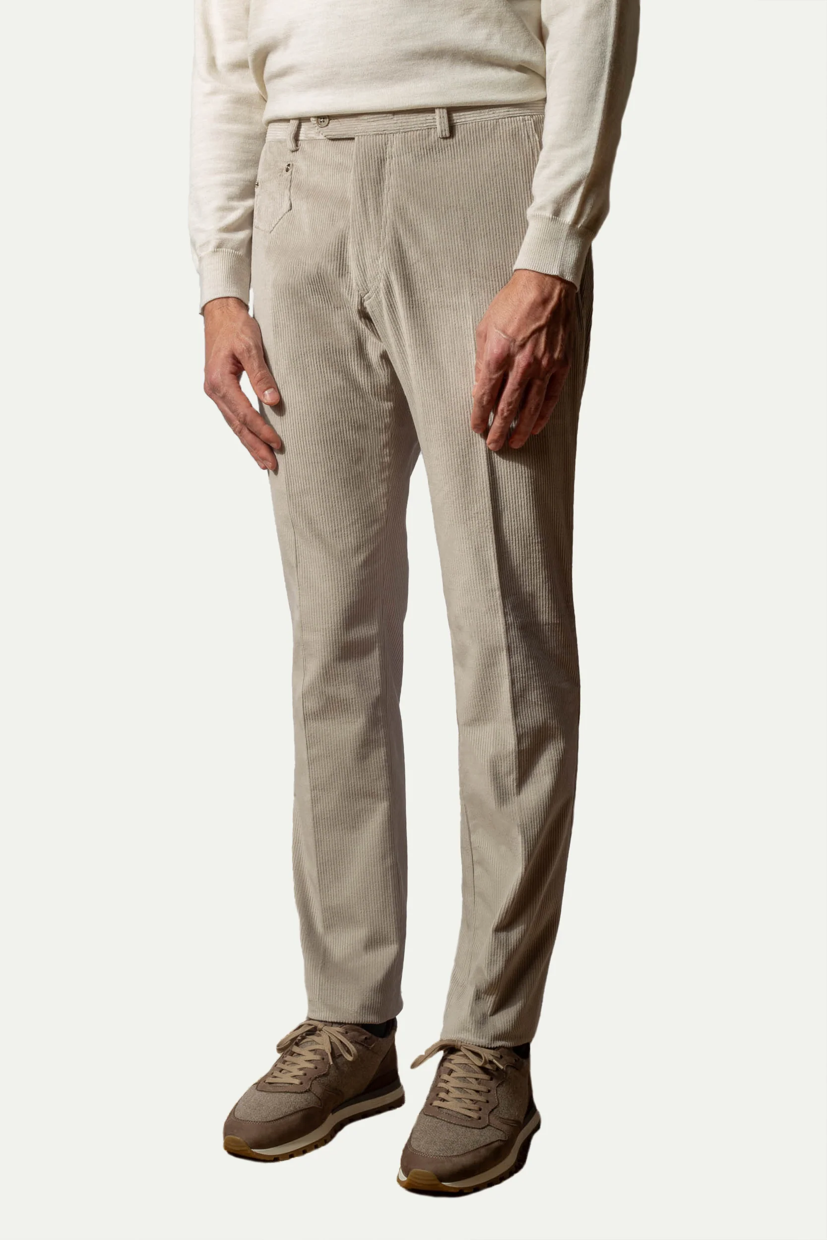 Light grey corduroy Sirmione trousers - Made in Italy - Image 4