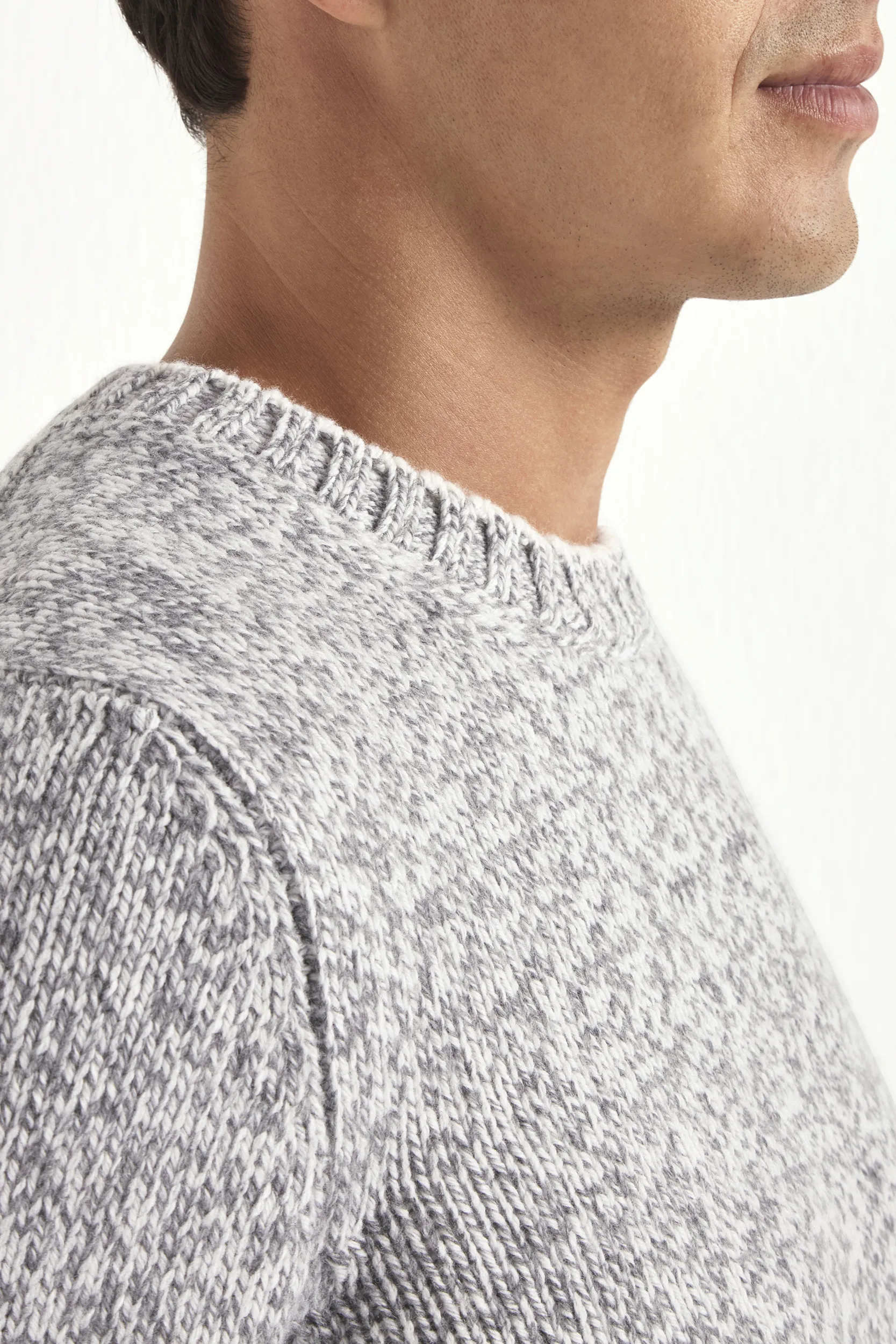 Light grey mouline round neck - Made in Italy - Image 3