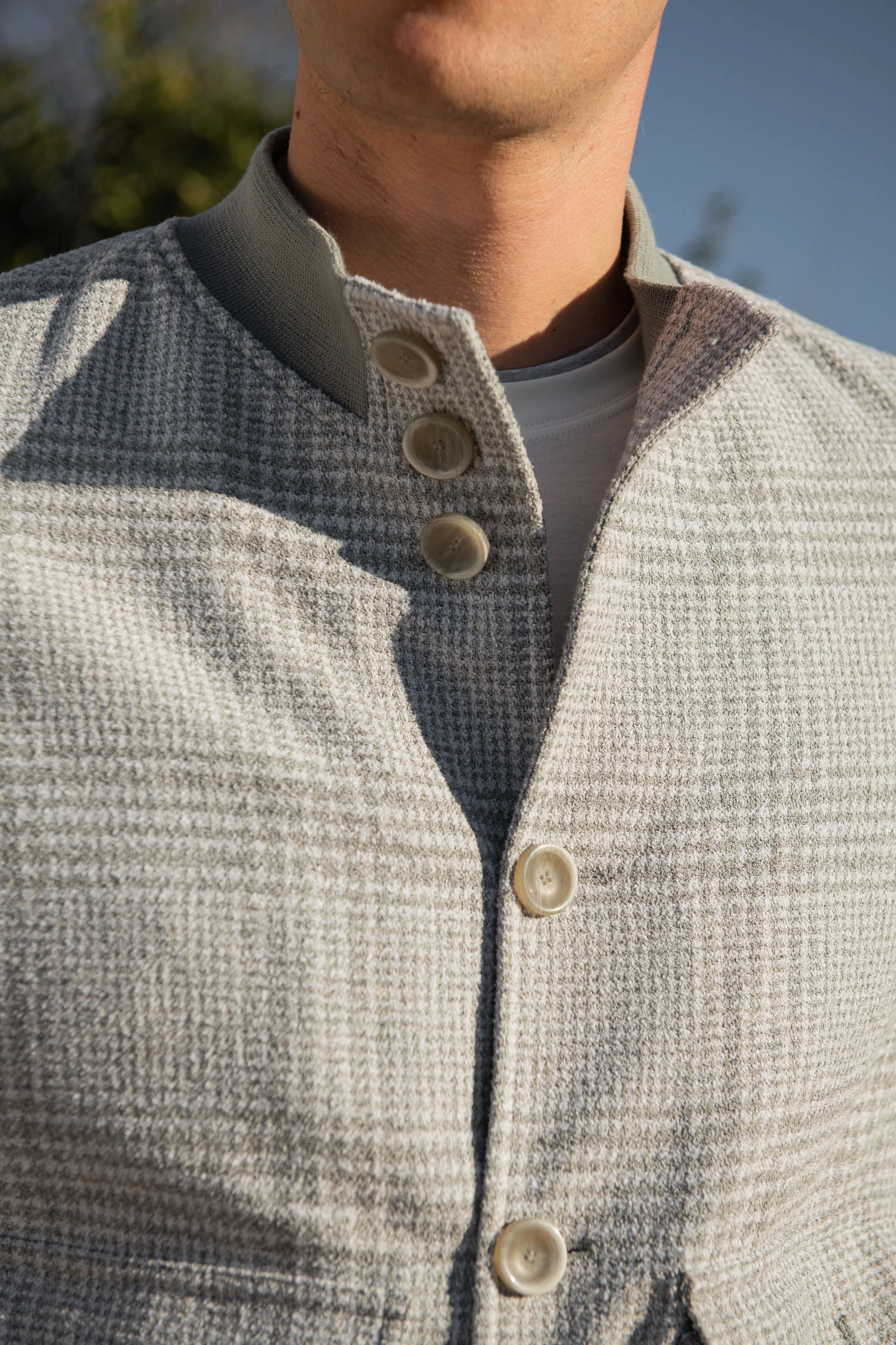 Light grey Prince of Wales bomber jacket – Made in Italy - Image 3