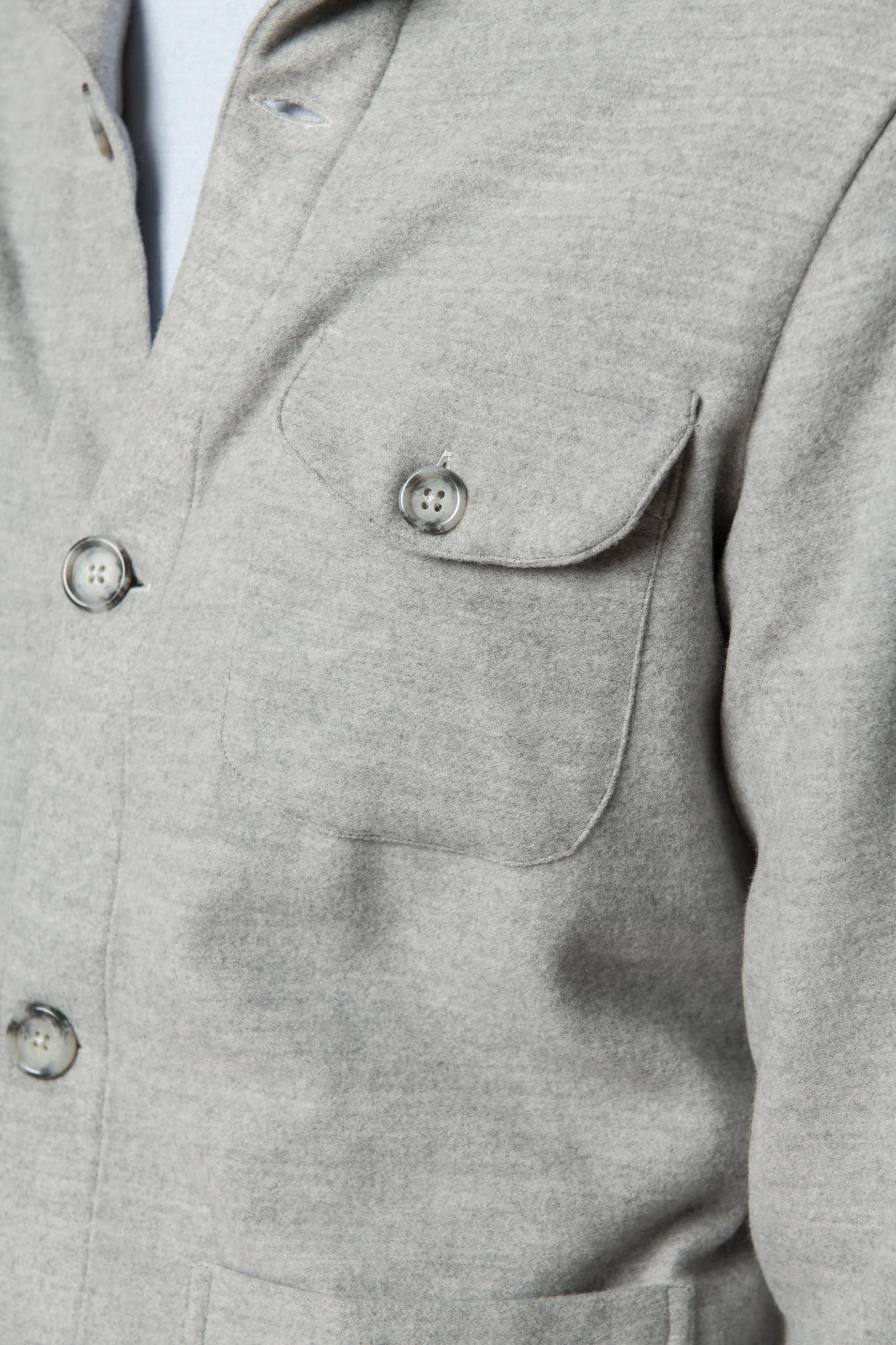 Light grey Safari Jacket flannel Super 180'S – Made in Italy - Image 3
