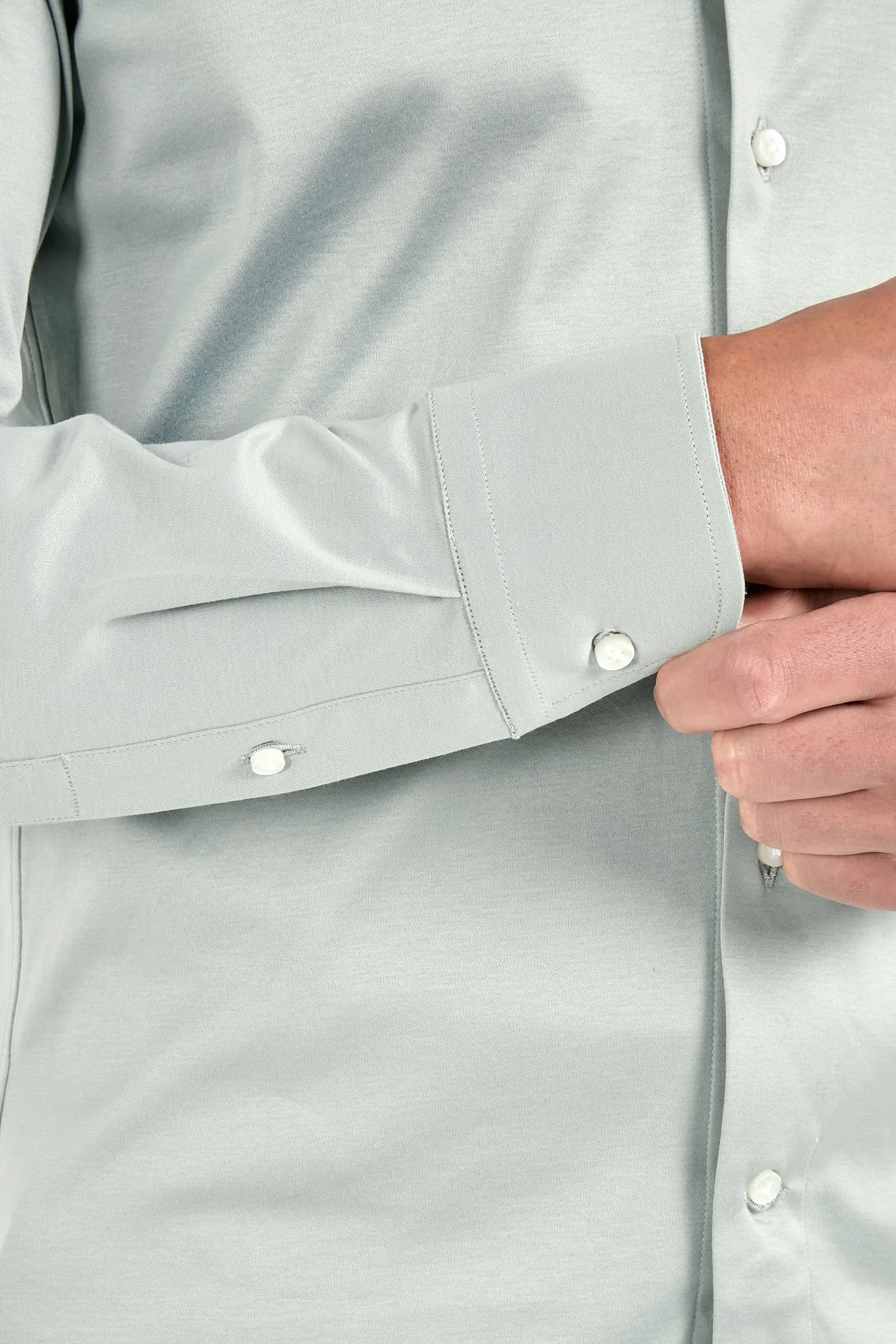 Light sage mercerised cotton shirt - Made in Italy - Image 2