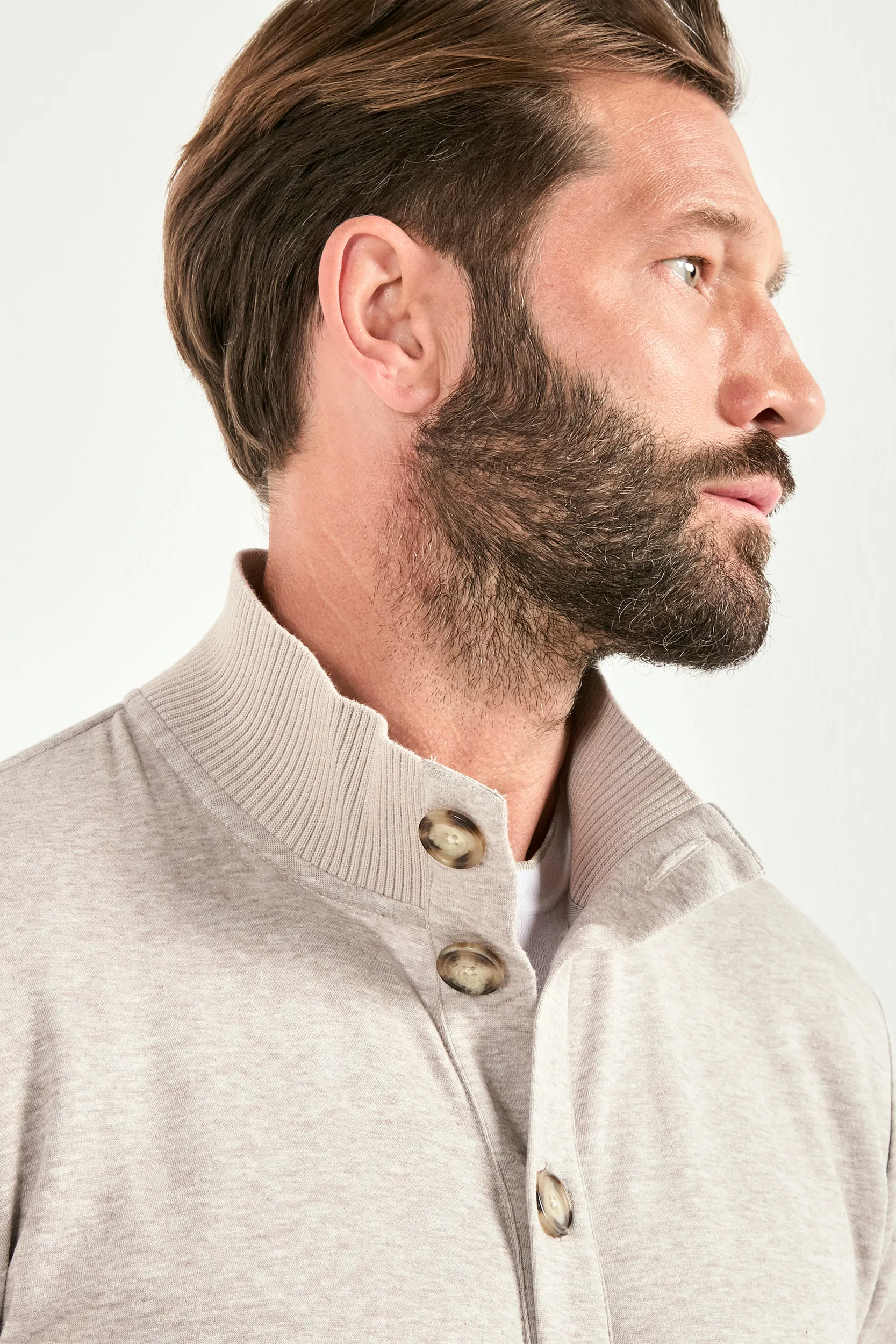 Light taupe jersey cardigan - Made in Italy - Image 3