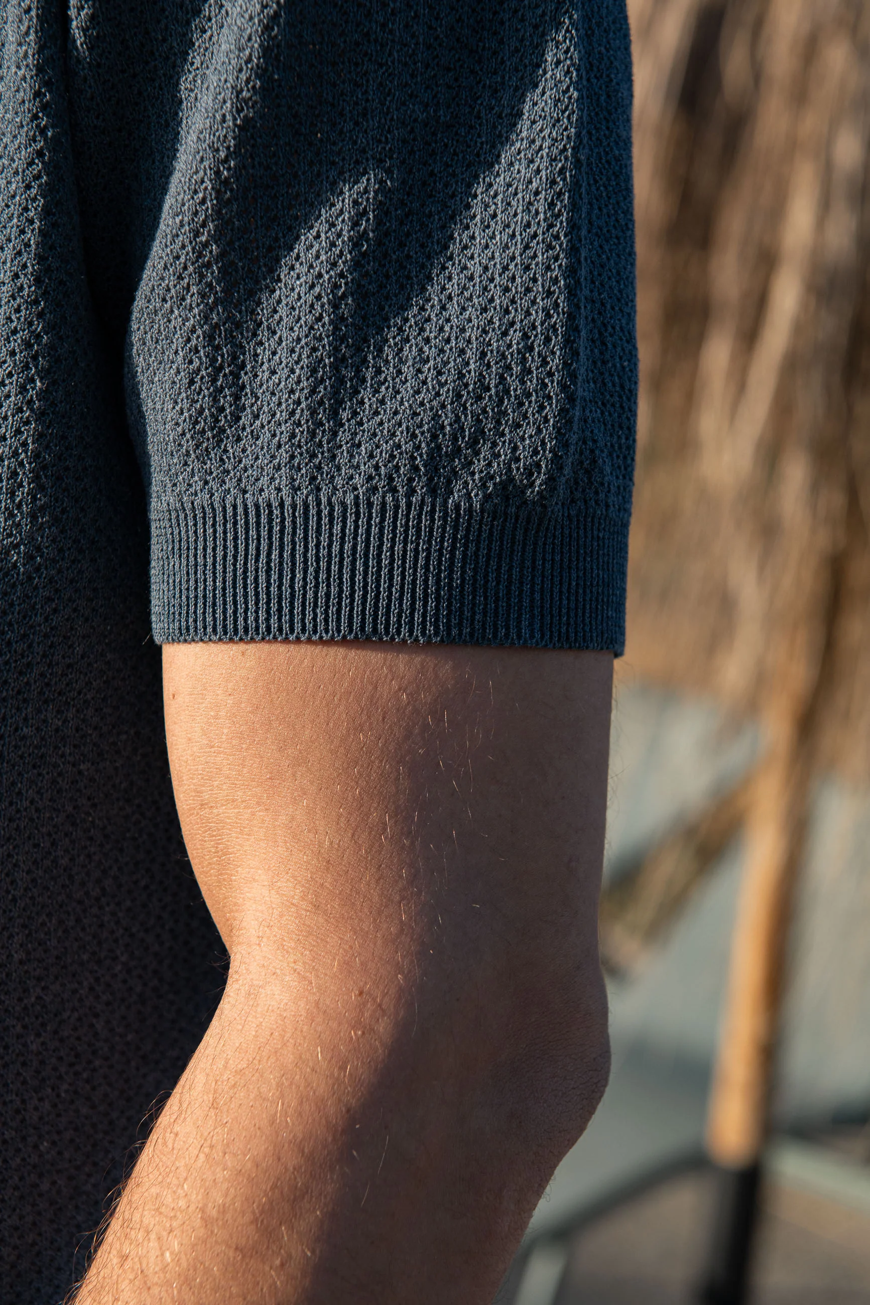 Ocean textured knit polo with zip - Made in Italy - Image 4