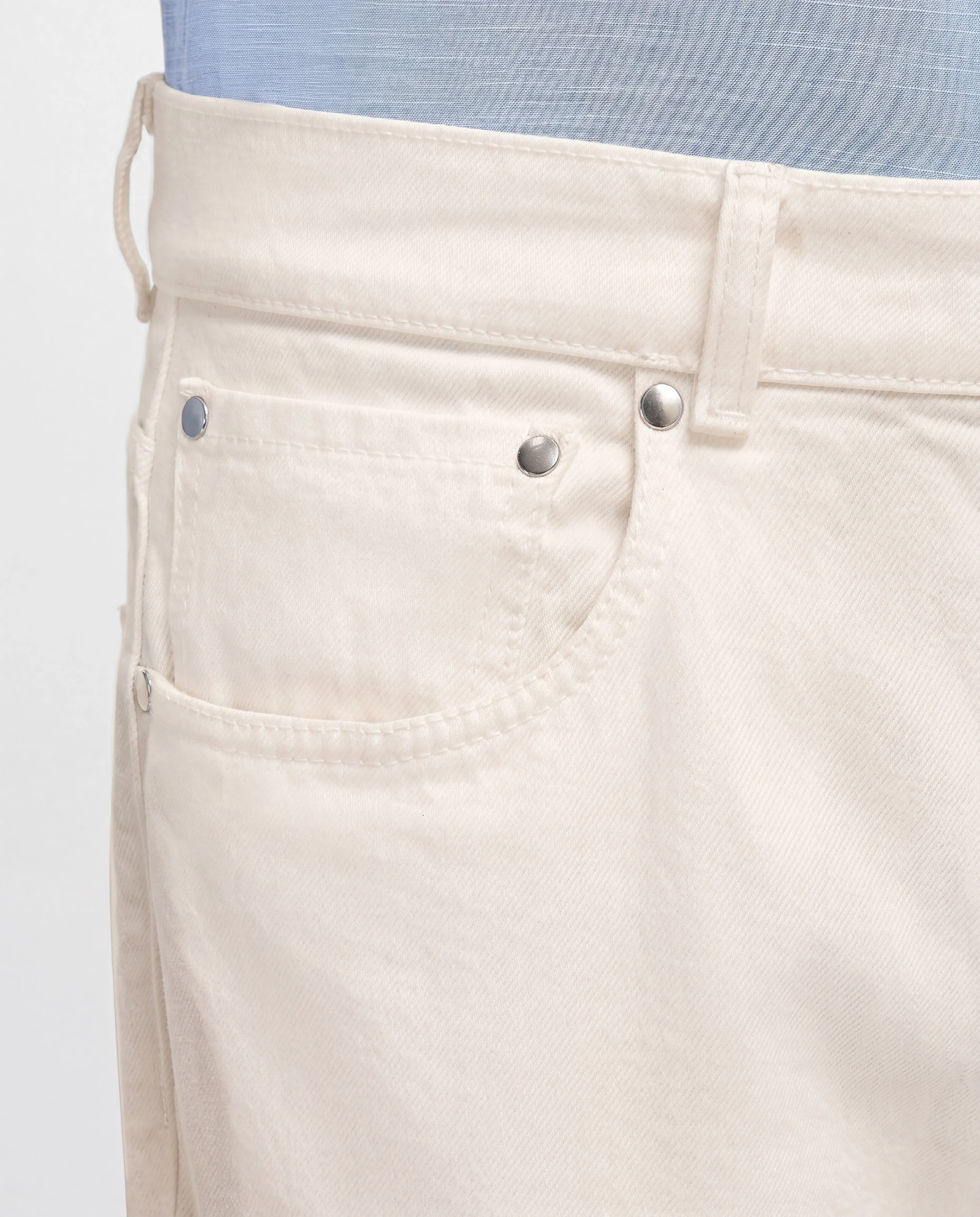 Off-white cotton and cashmere jeans - Made in Italy - Image 3