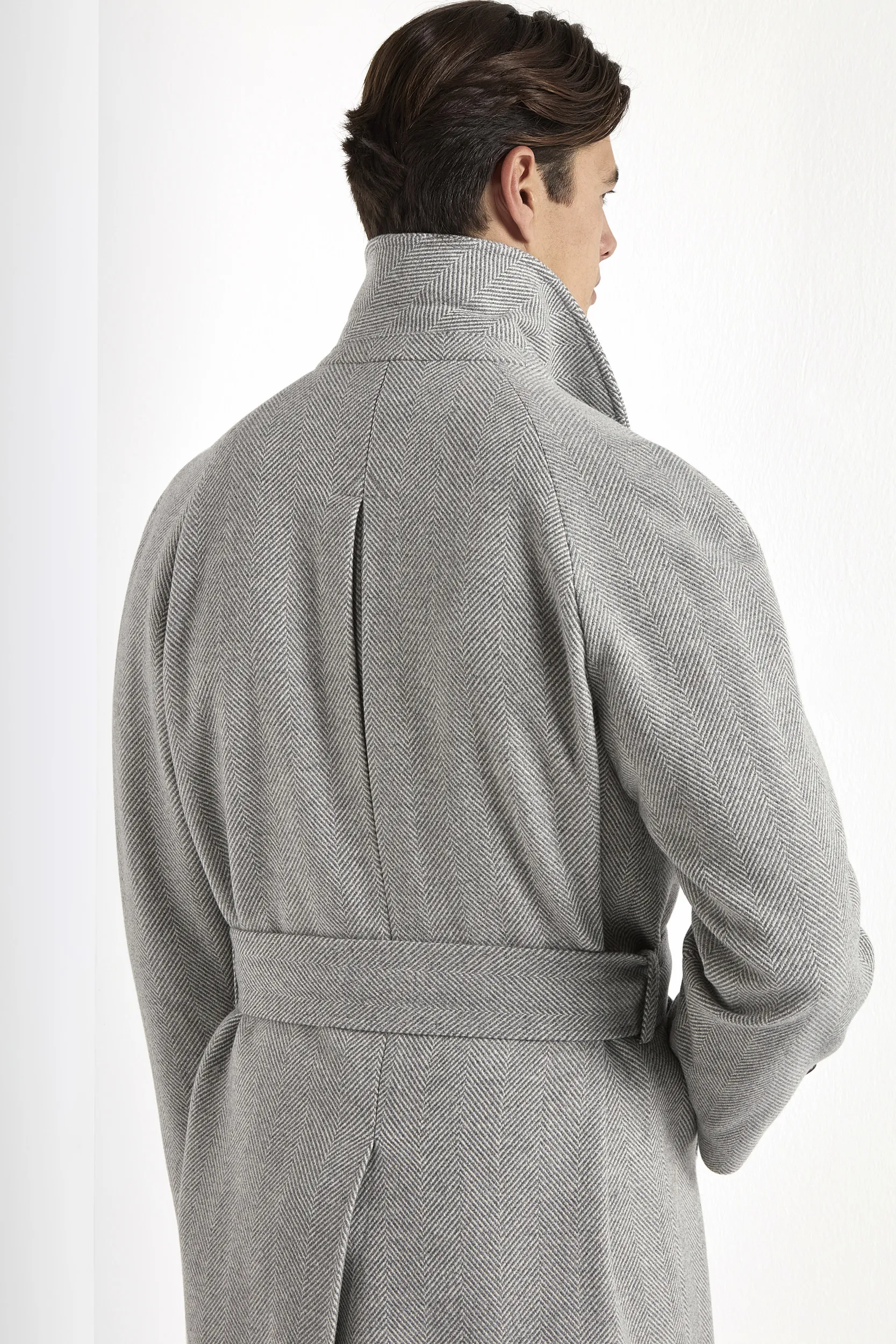 Grey herringbone raglan coat – Made in Italy - Image 2