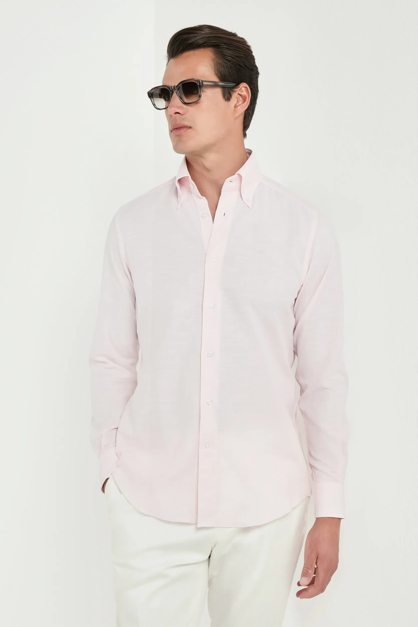 Pink chambray button down shirt - Made in Italy - Image 5
