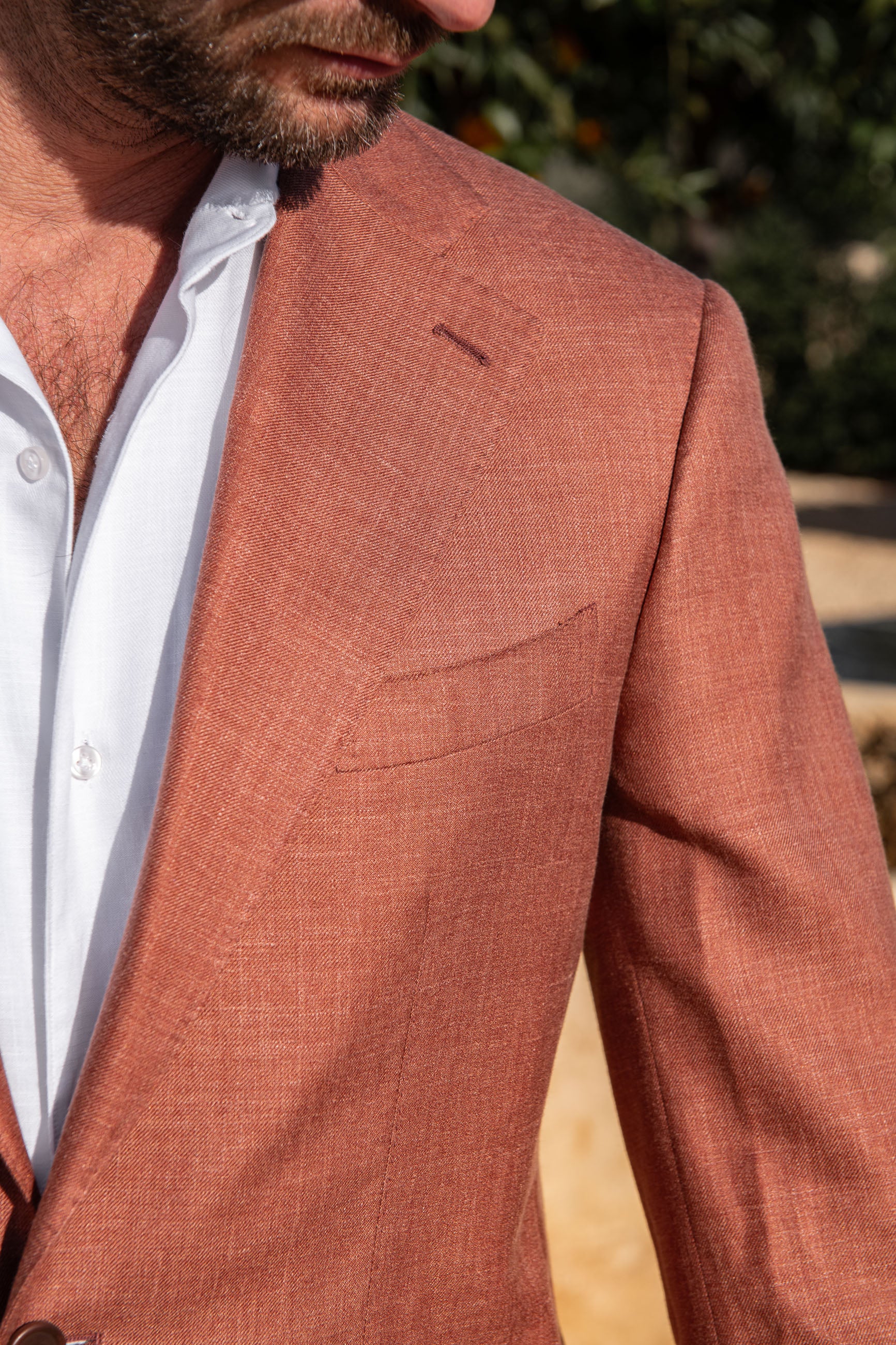 Rusty wool linen and silk jacket - Made in Italy - Image 3