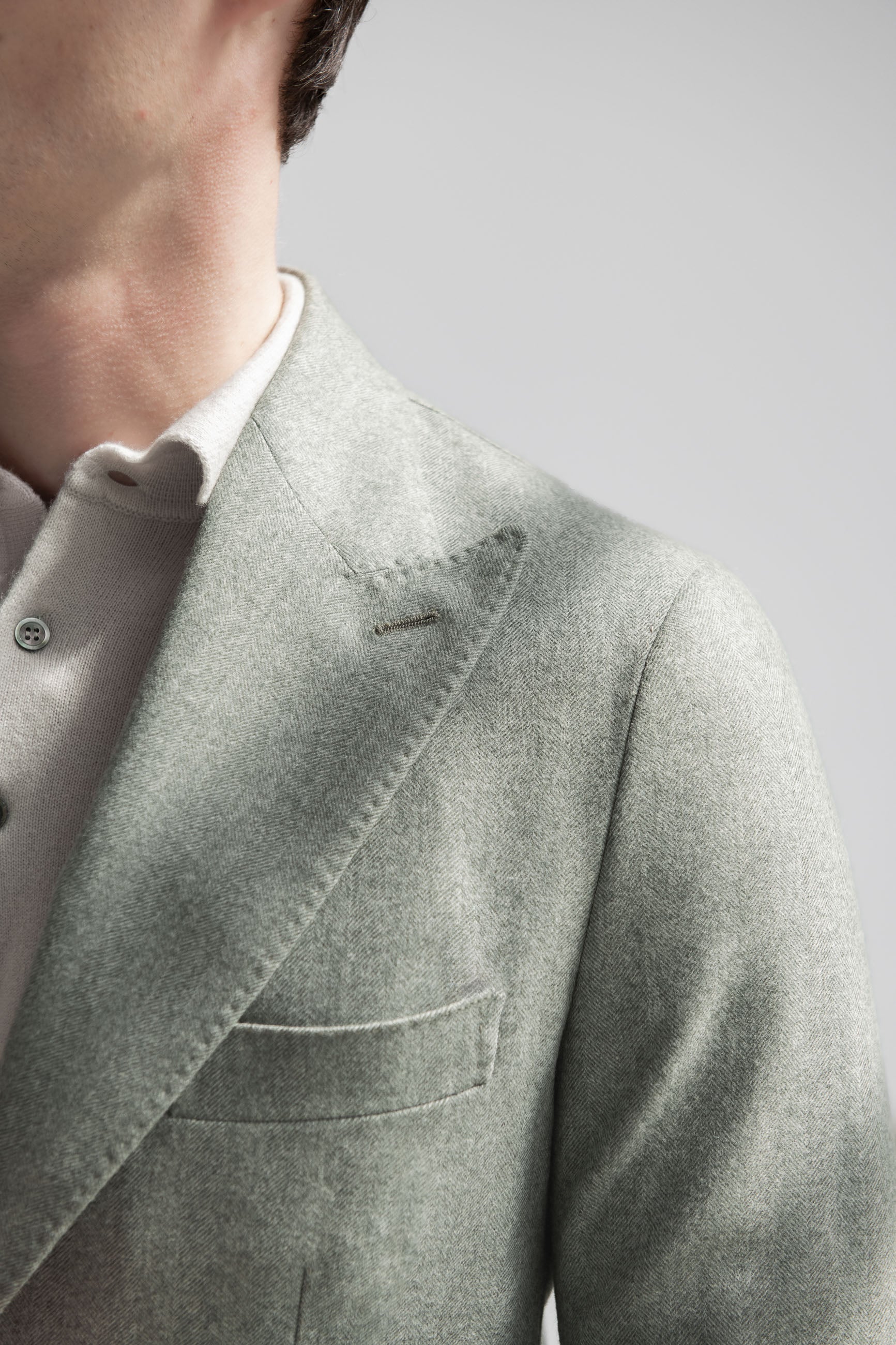 Sage herringbone jacket "Soragna Capsule Collection" - Made in Italy - Image 5