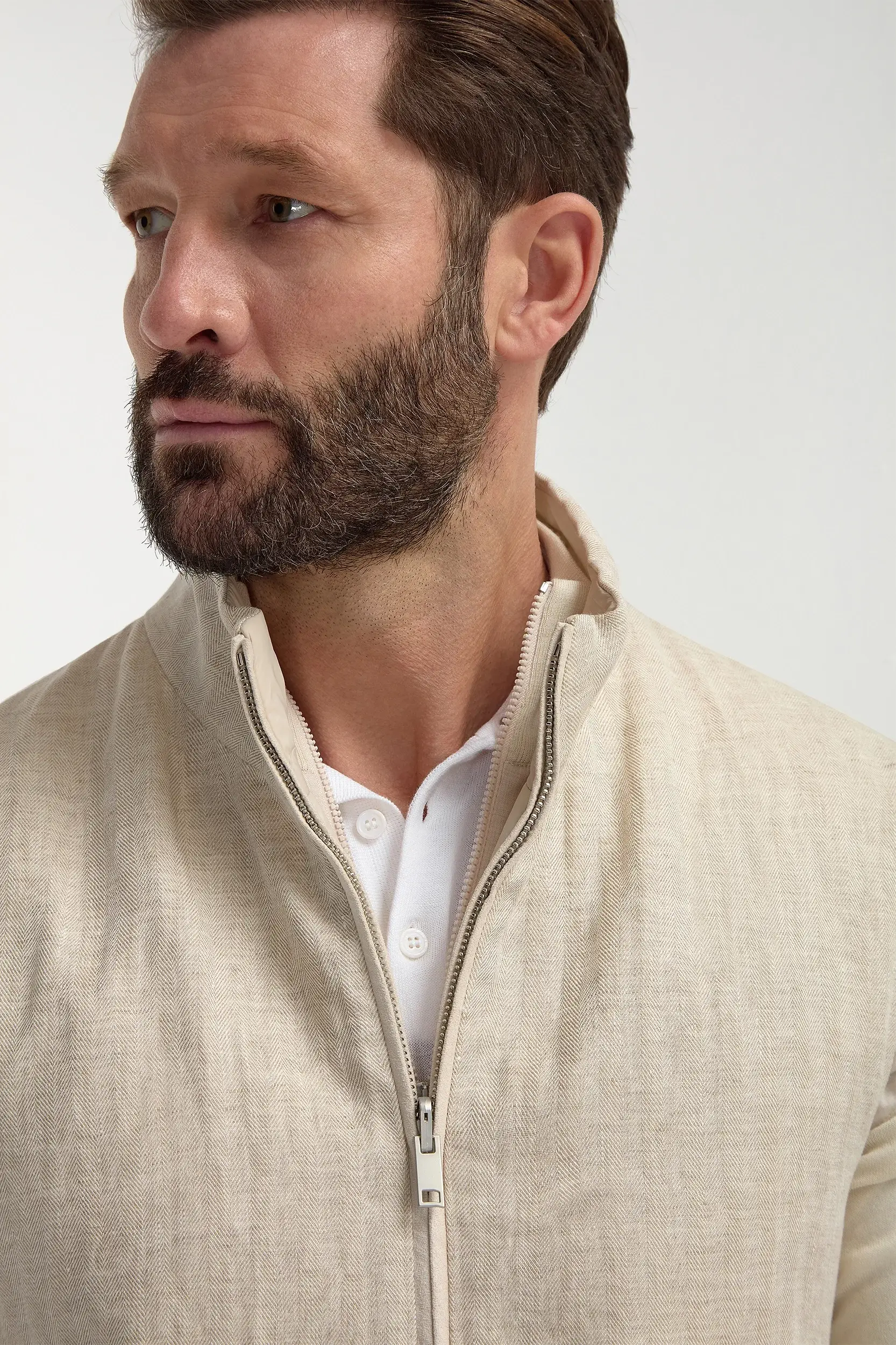 Sand herringbone reversible vest - Made in Italy - Image 4