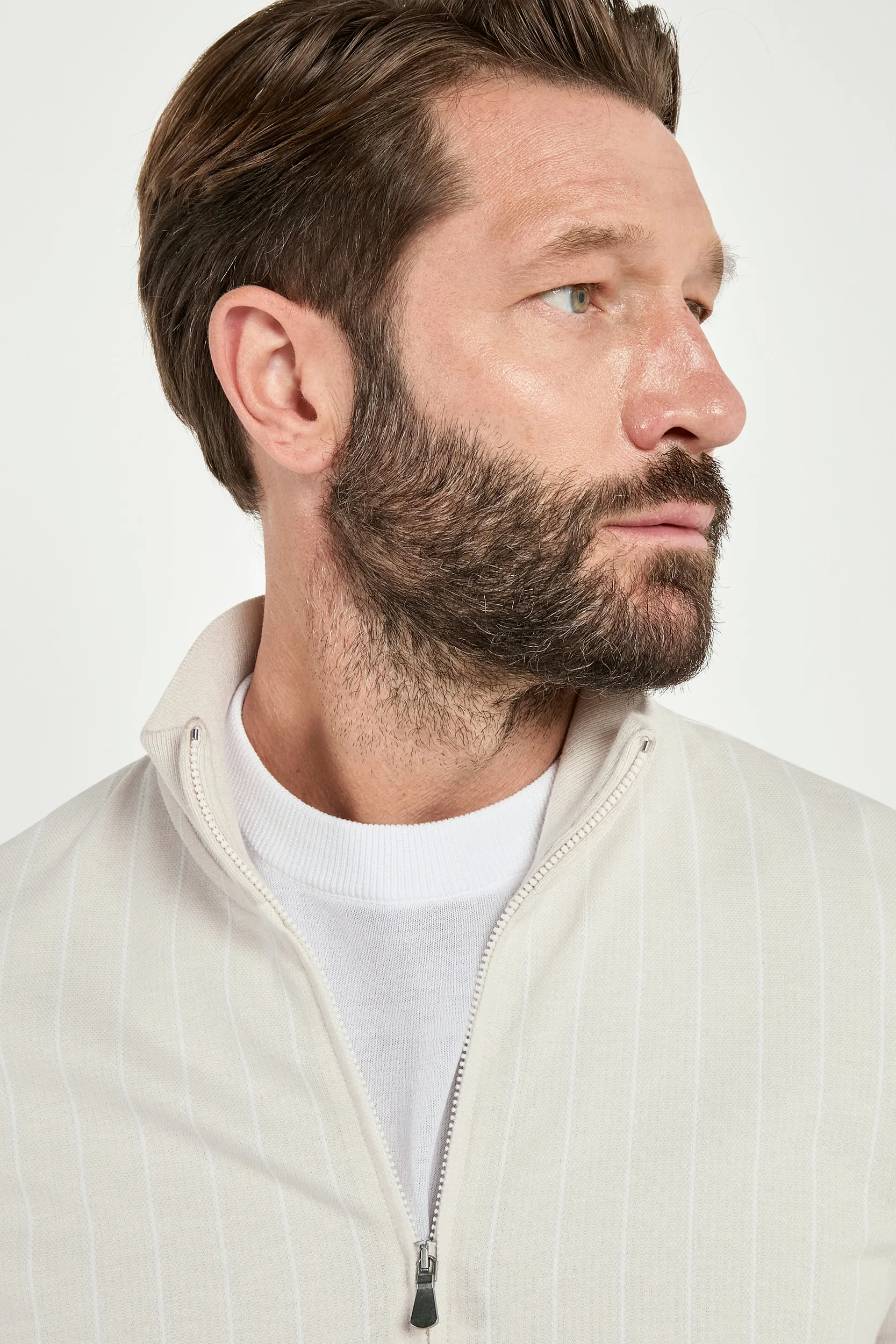 Sand striped jersey bomber - Made in Italy - Image 3
