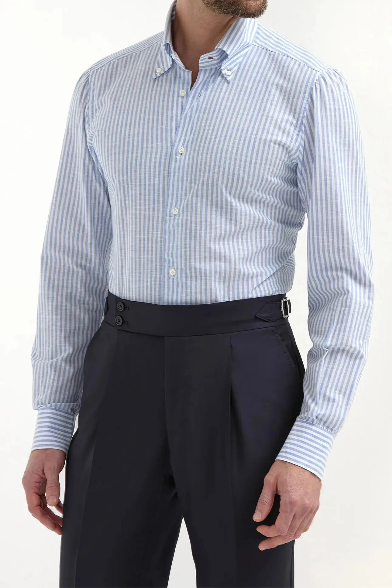 Button down light blue striped shirt ”Sartoriale collection”- Made In Italy - Image 3