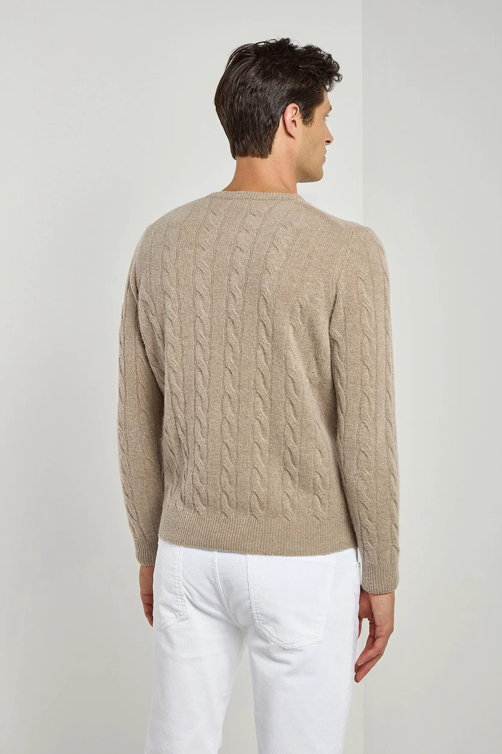 Taupe cable knit sweater – Made in italy - Image 4