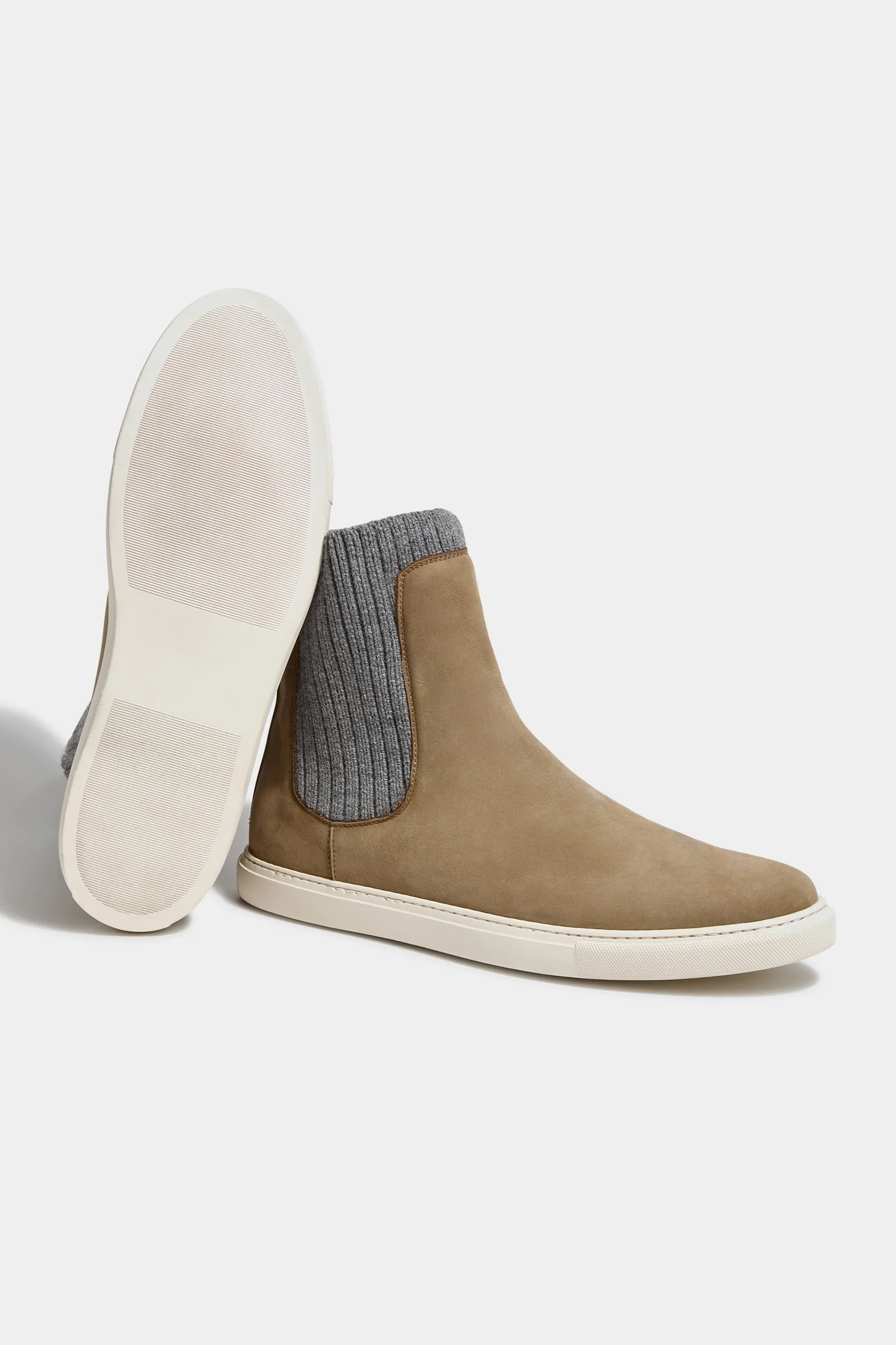 Taupe chelsea boot with knit - Made In Italy - Image 5