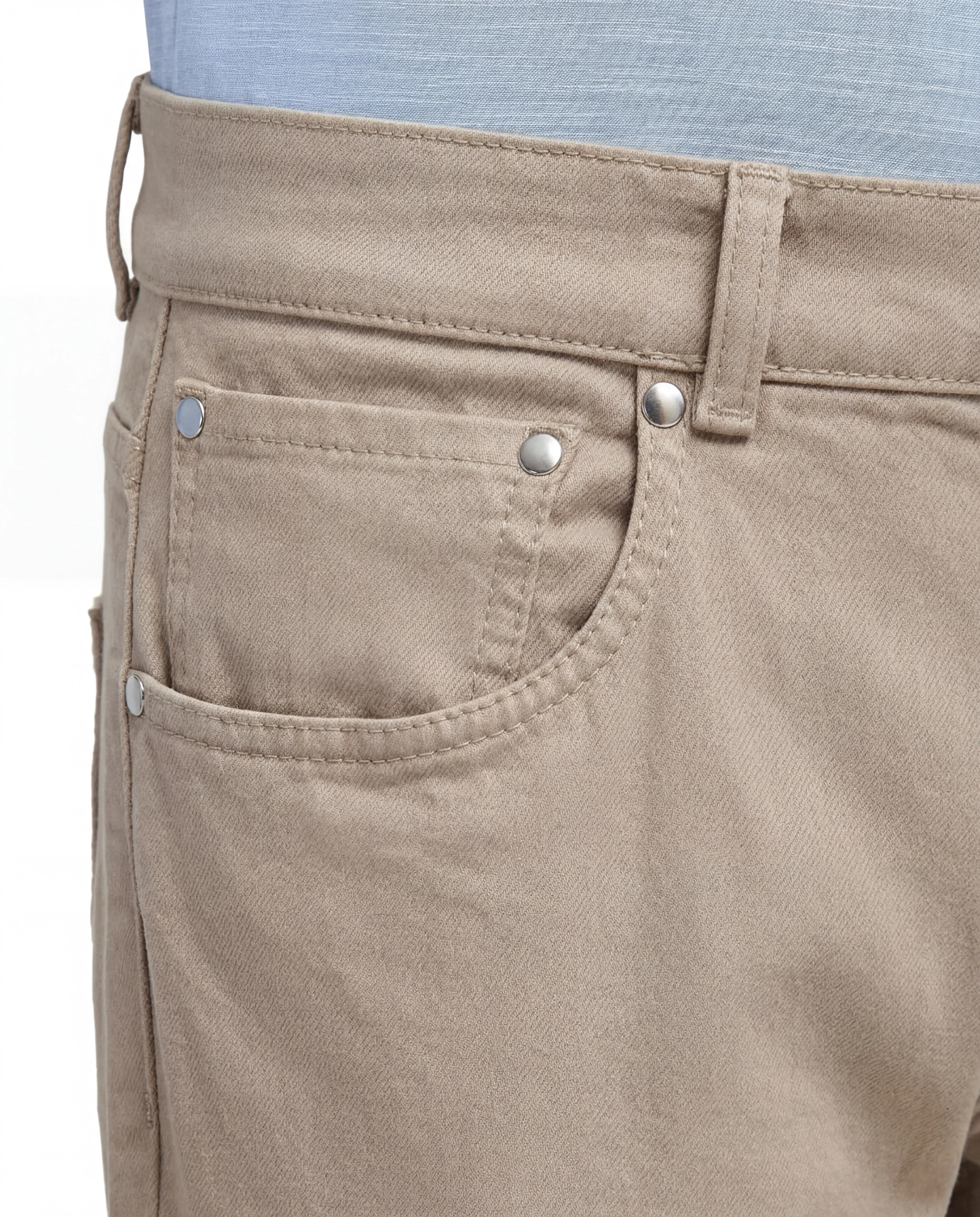 Taupe cotton and cashmere jeans - Made in Italy - Image 3
