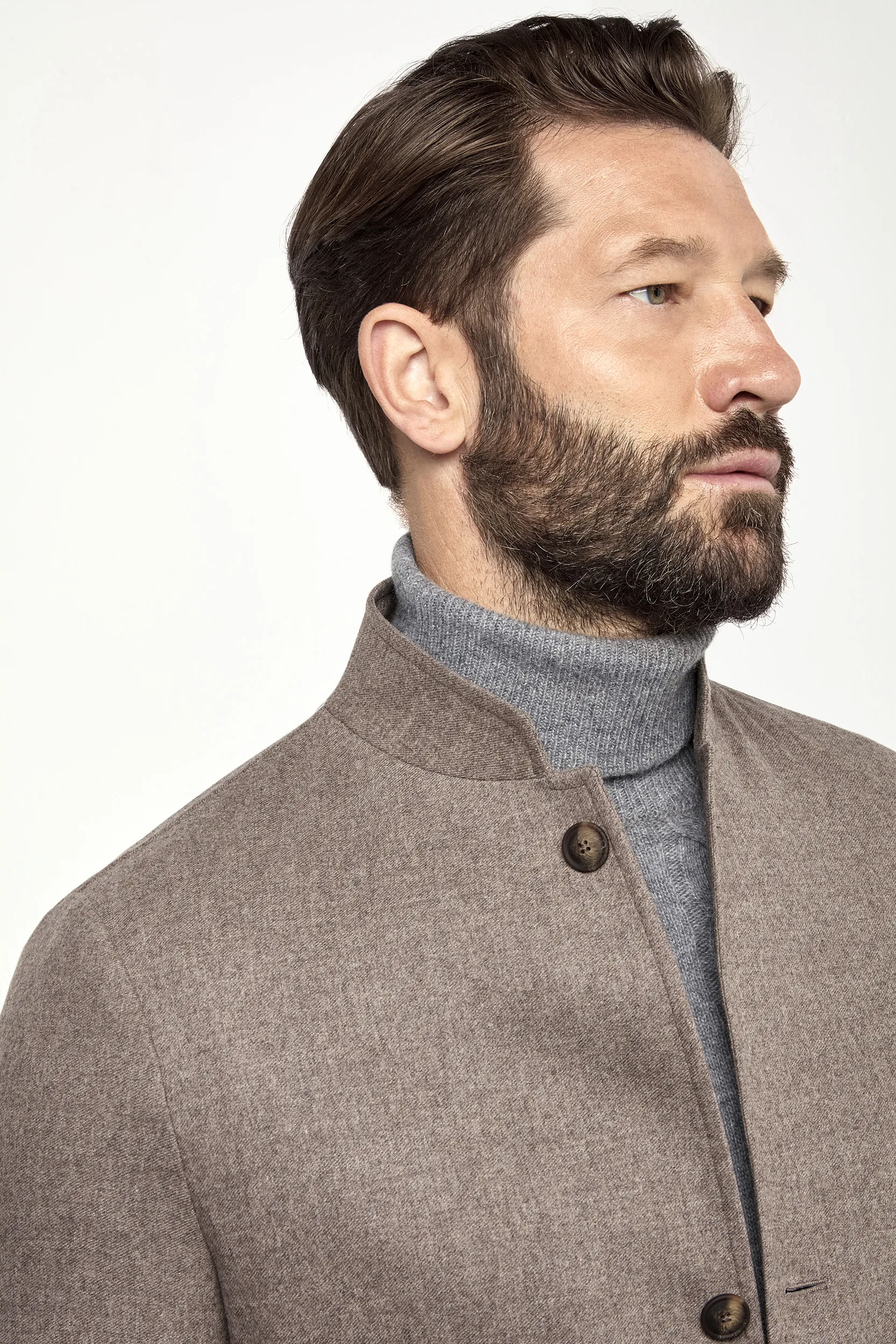 Taupe flannel coreana jacket - Made in Italy - Image 6