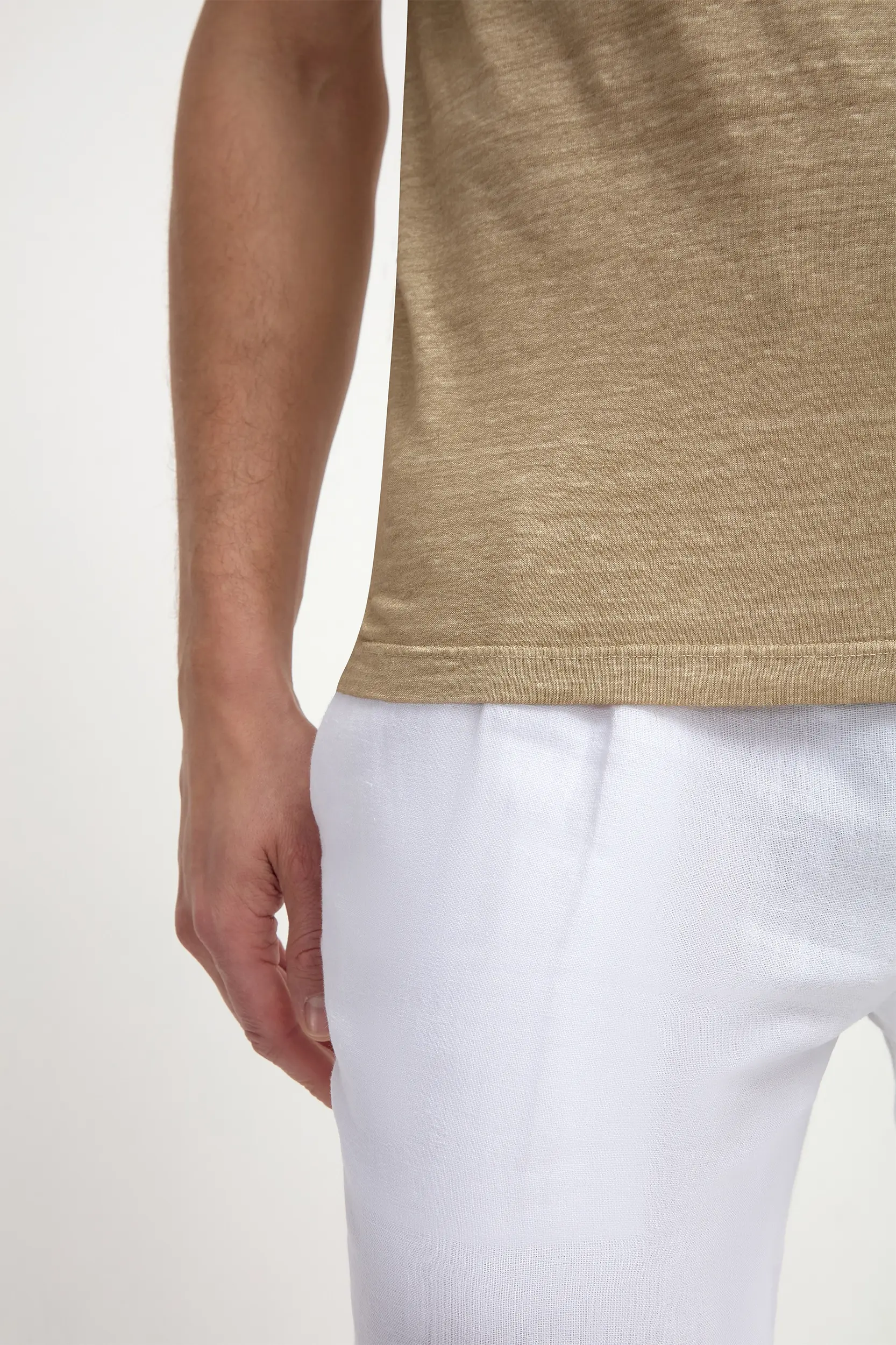 Taupe linen t-shirt - Made in Italy - Image 3