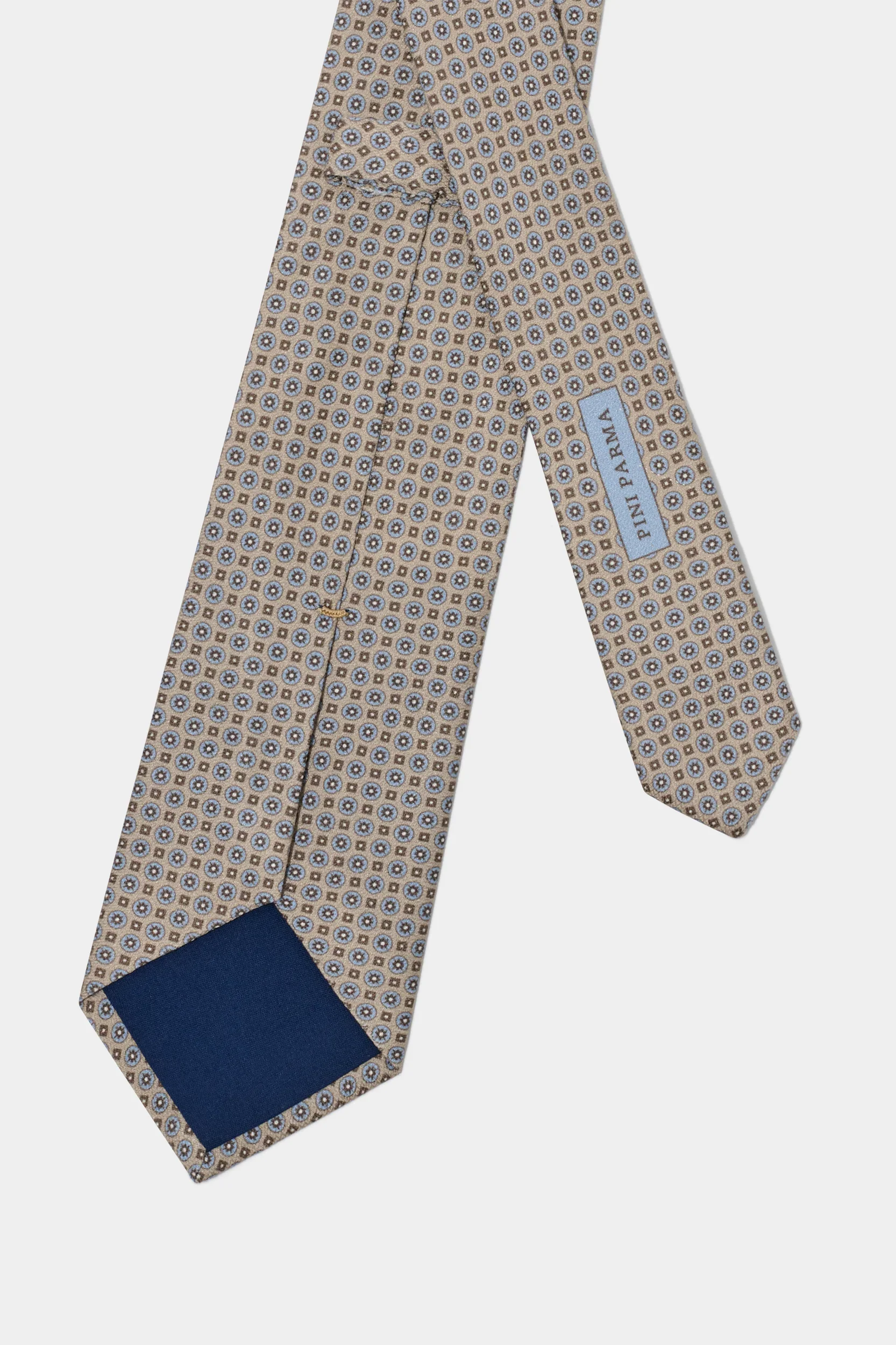 Taupe micro fancy silk tie - Made in Italy - Image 3