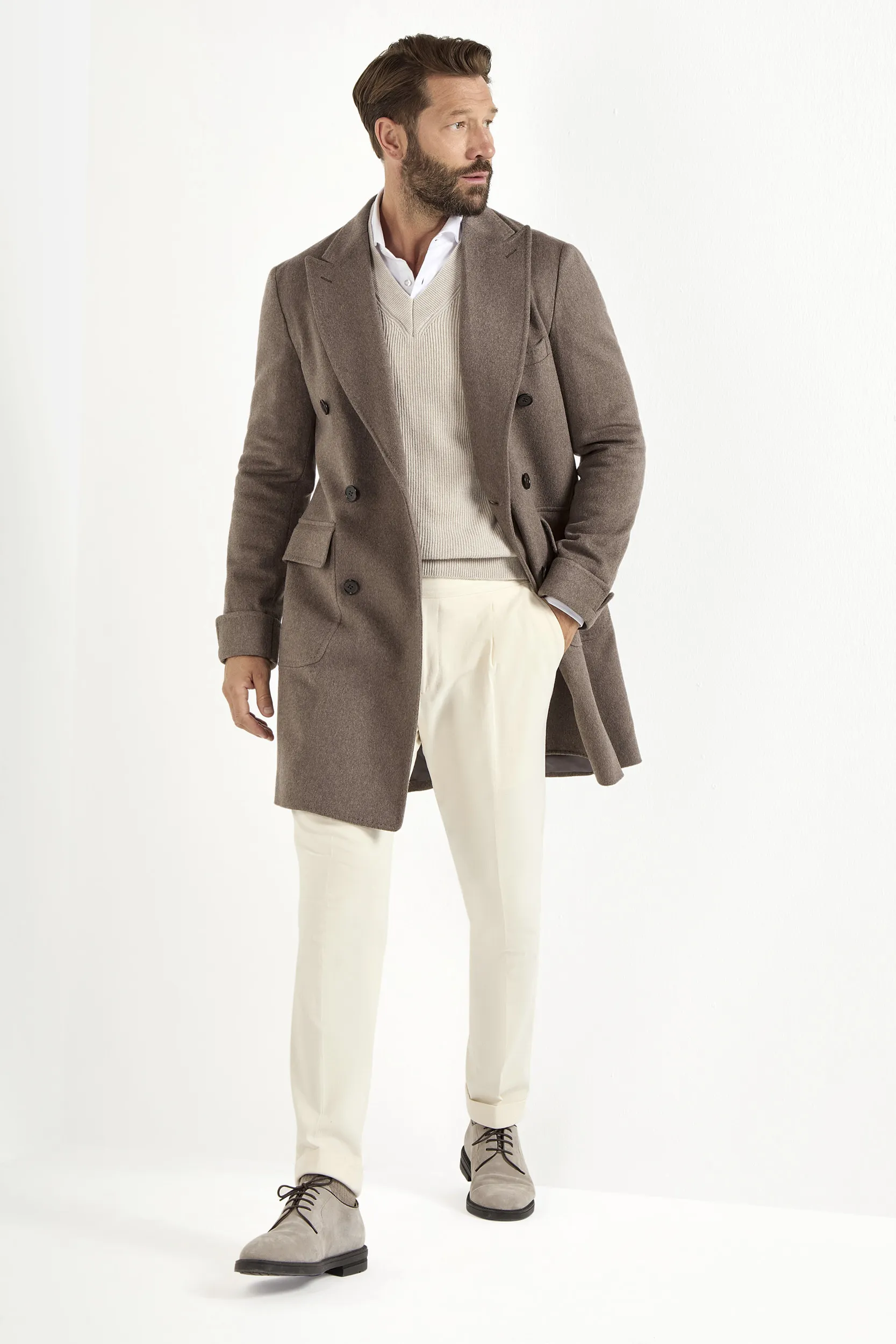 Taupe polo coat – Made in Italy - Image 3