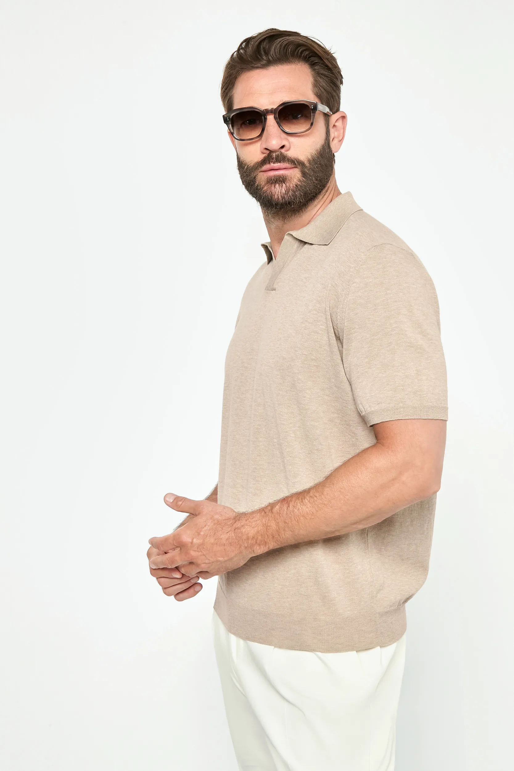 Taupe polo - Made in Italy - Image 2