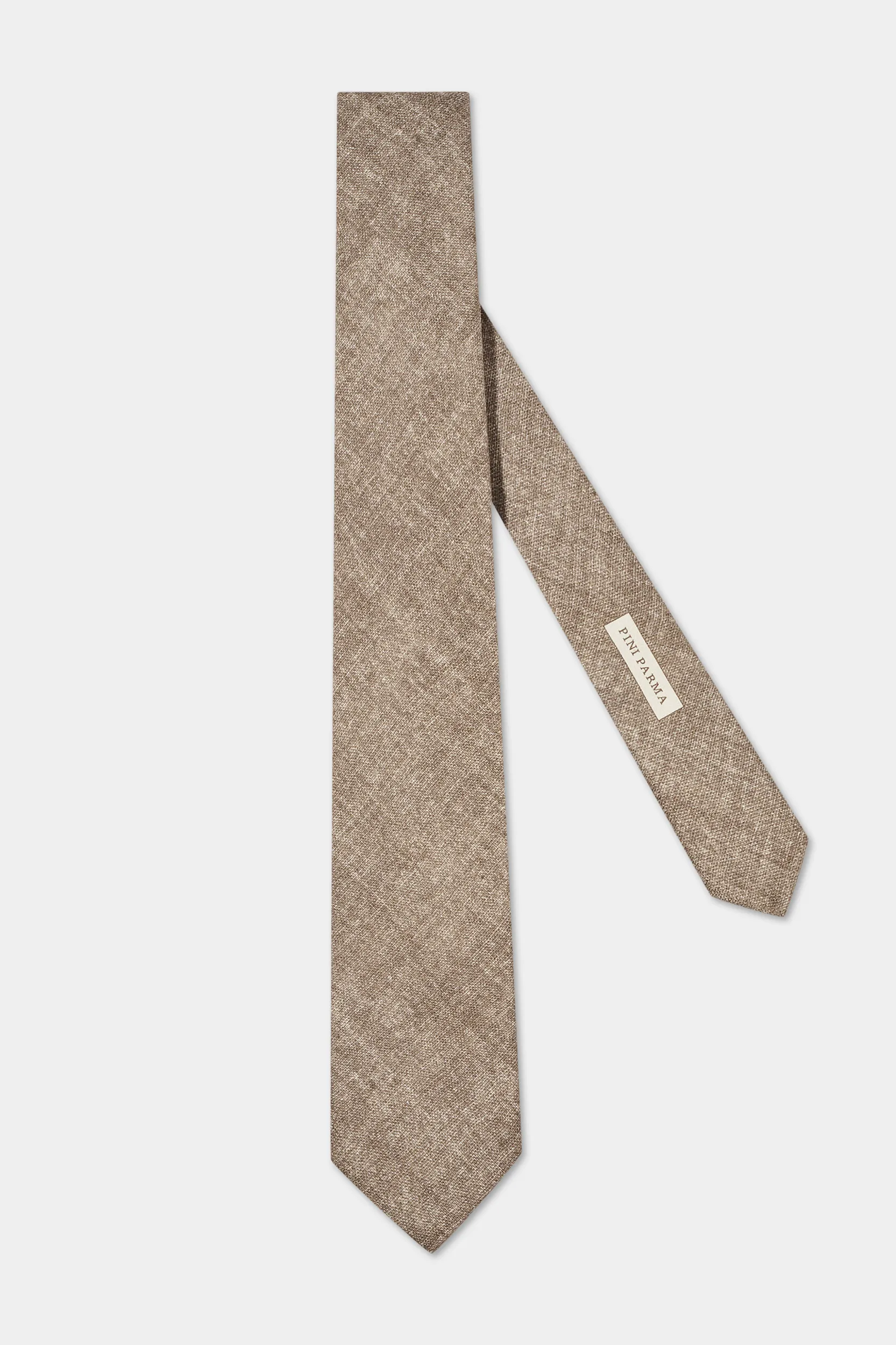 Tobacco printed silk tie - Made in Italy