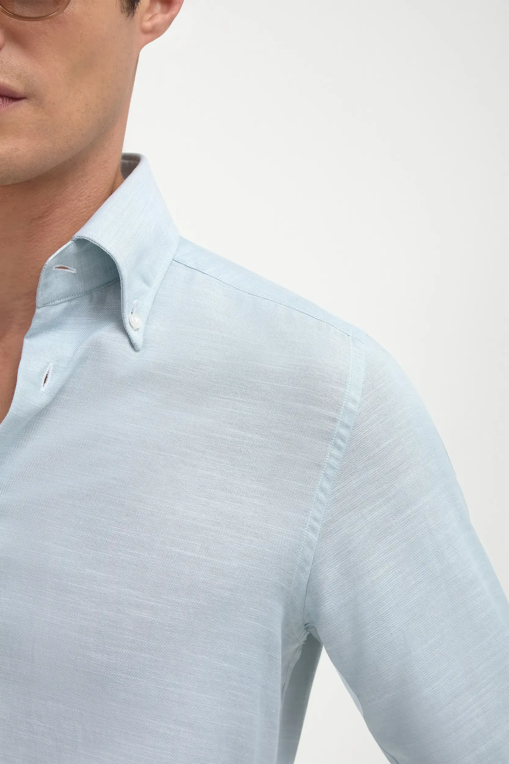 Water green chambray button down shirt - Made in Italy - Image 2