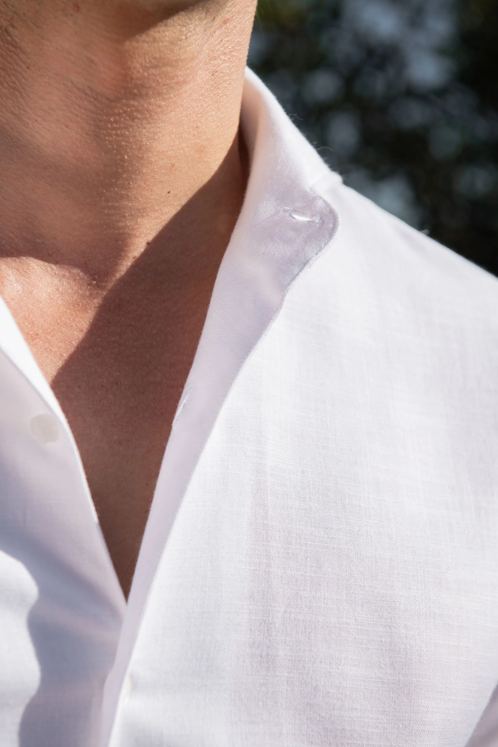 White chambray cotton shirt - Made in Italy - Image 2