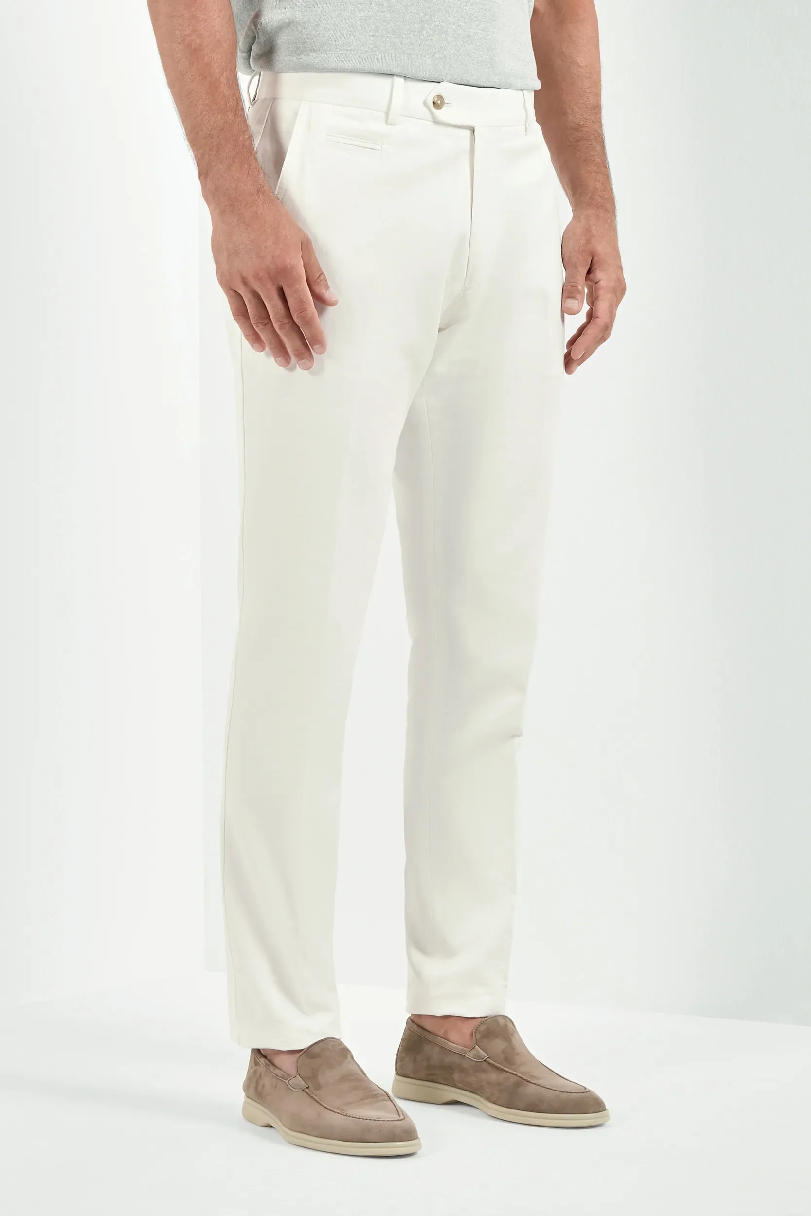 White cotton and linen Garda trousers - Made in Italy