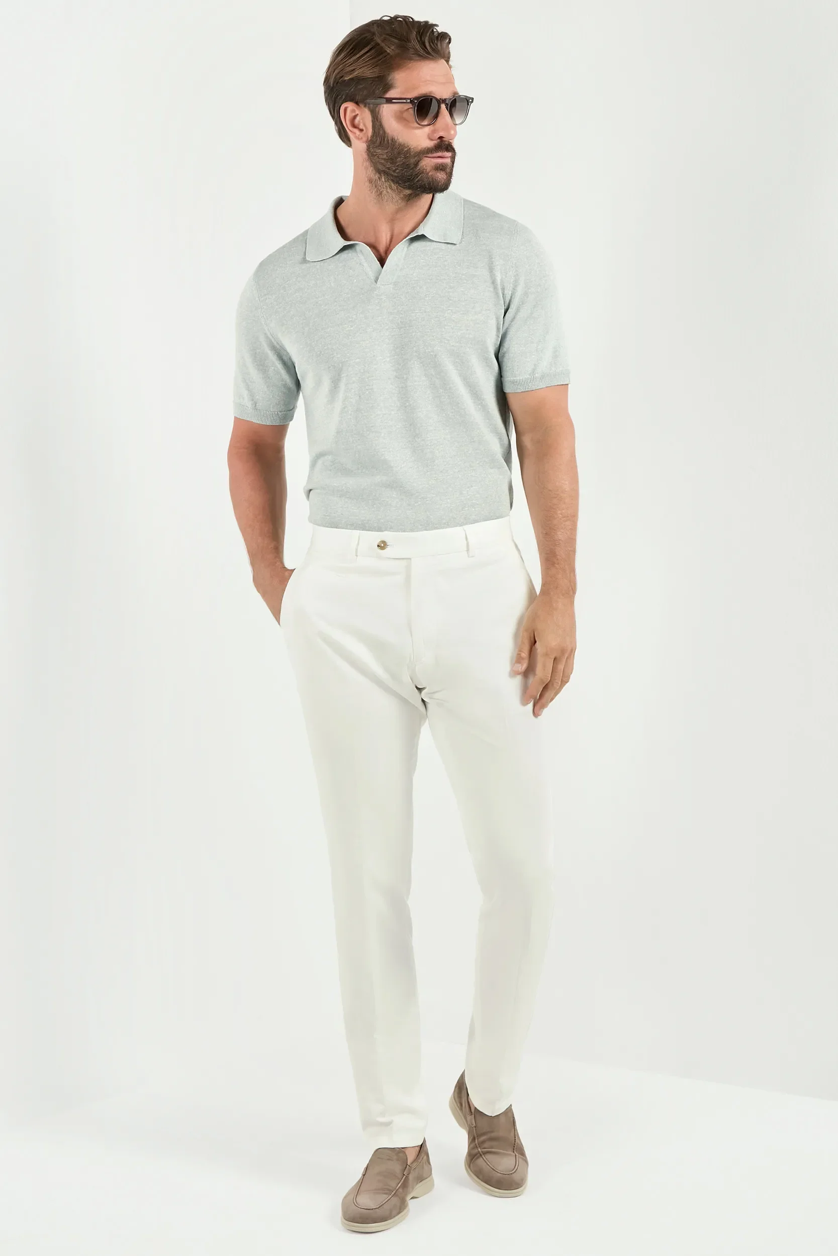 White cotton and linen Garda trousers - Made in Italy - Image 2
