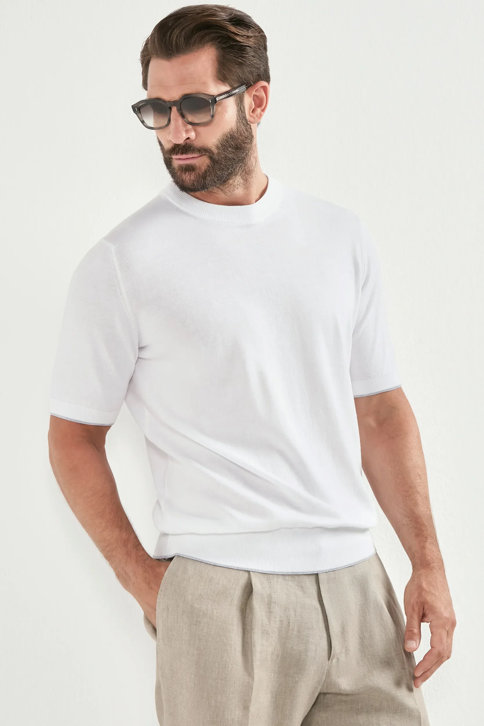 White high neck t-shirt - Made in Italy